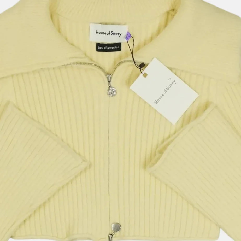 Vintage House Of Sunny Yellow Cropped Knitwear Womans (12)
