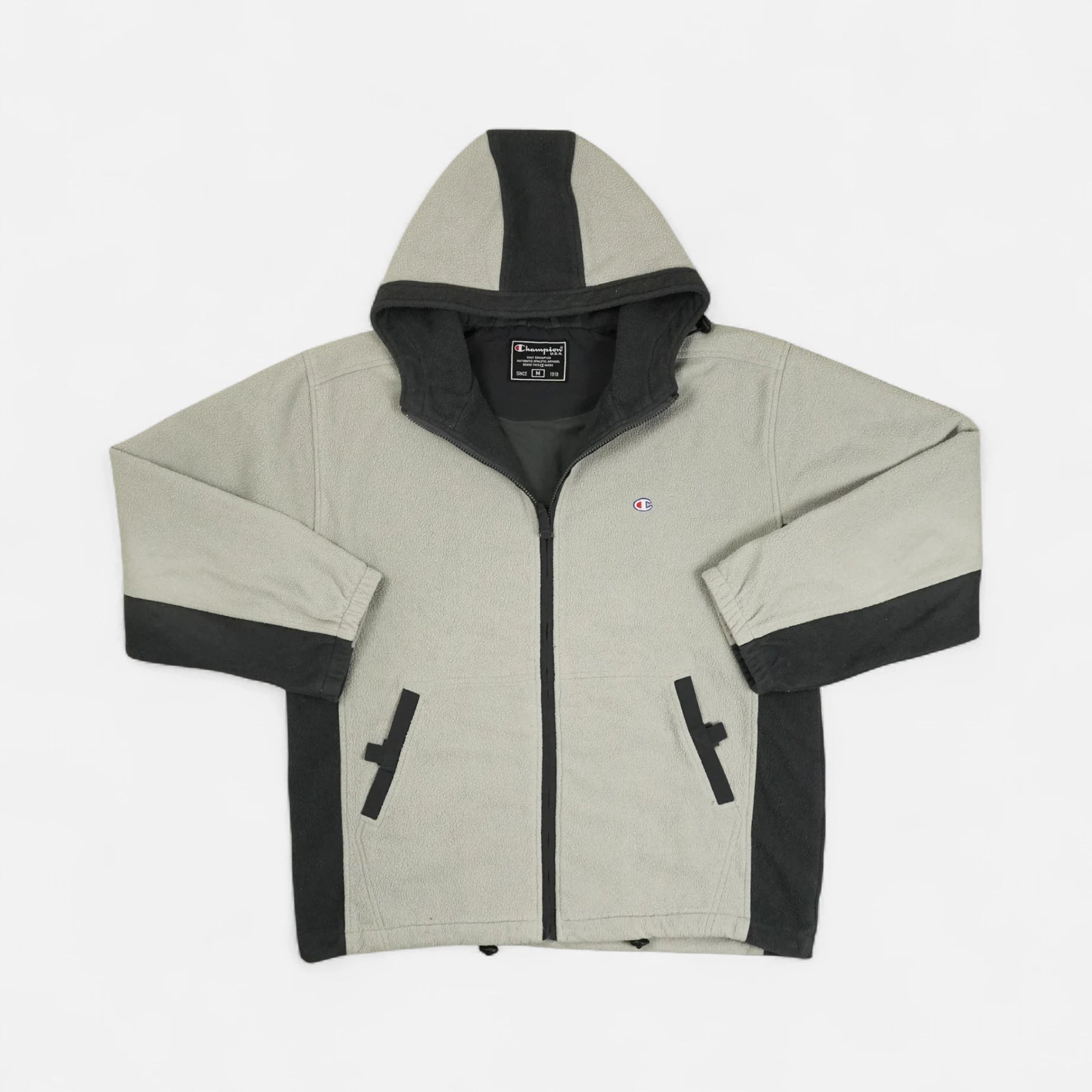 Vintage Champion Gray Hooded Jacket (M)