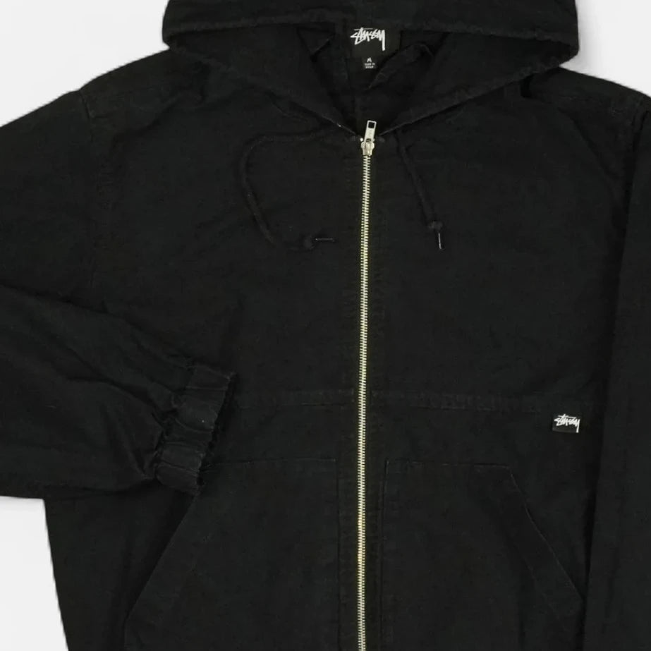 Vintage Stussy Black Hooded Jacket (M)