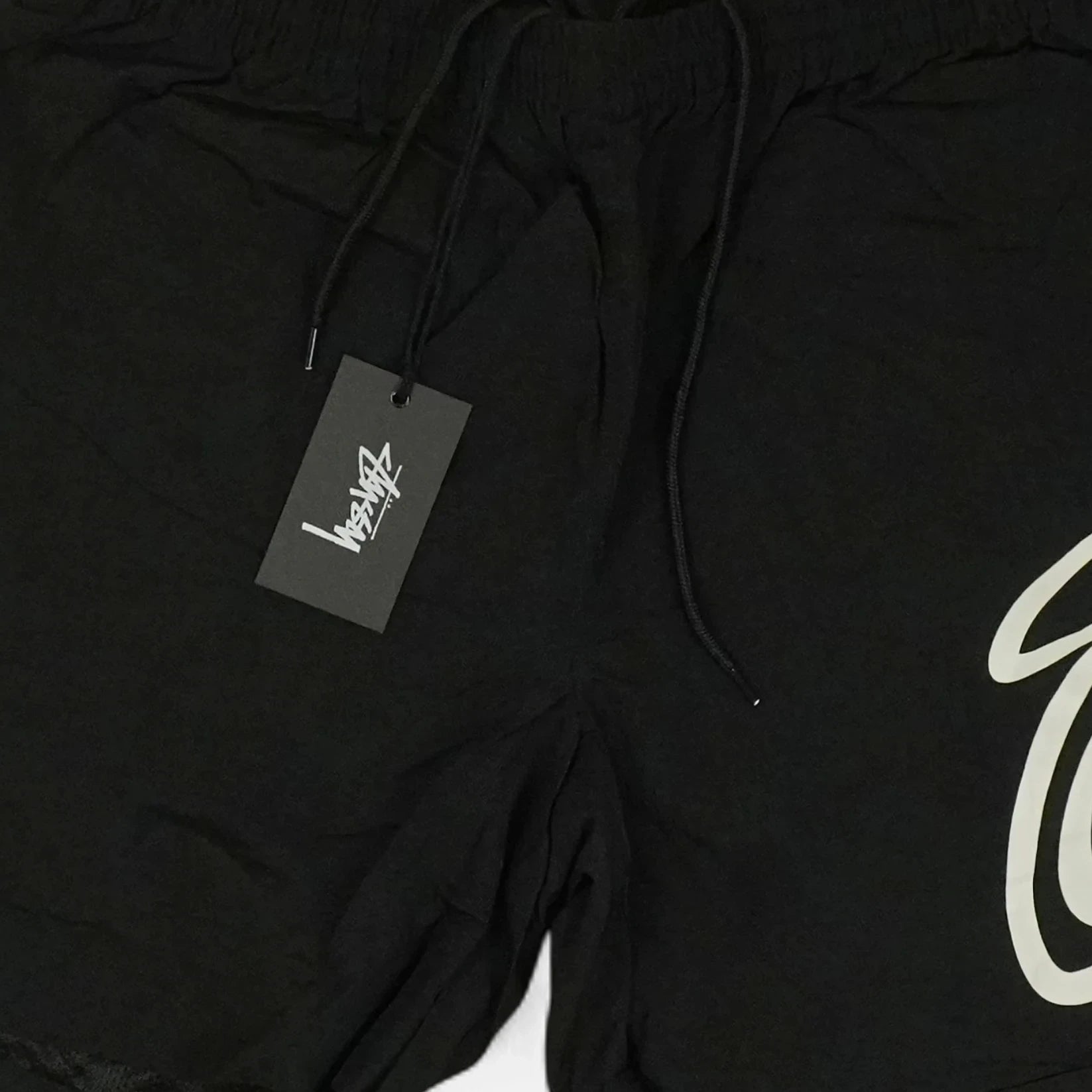 Stussy Black Front Graphic Shorts