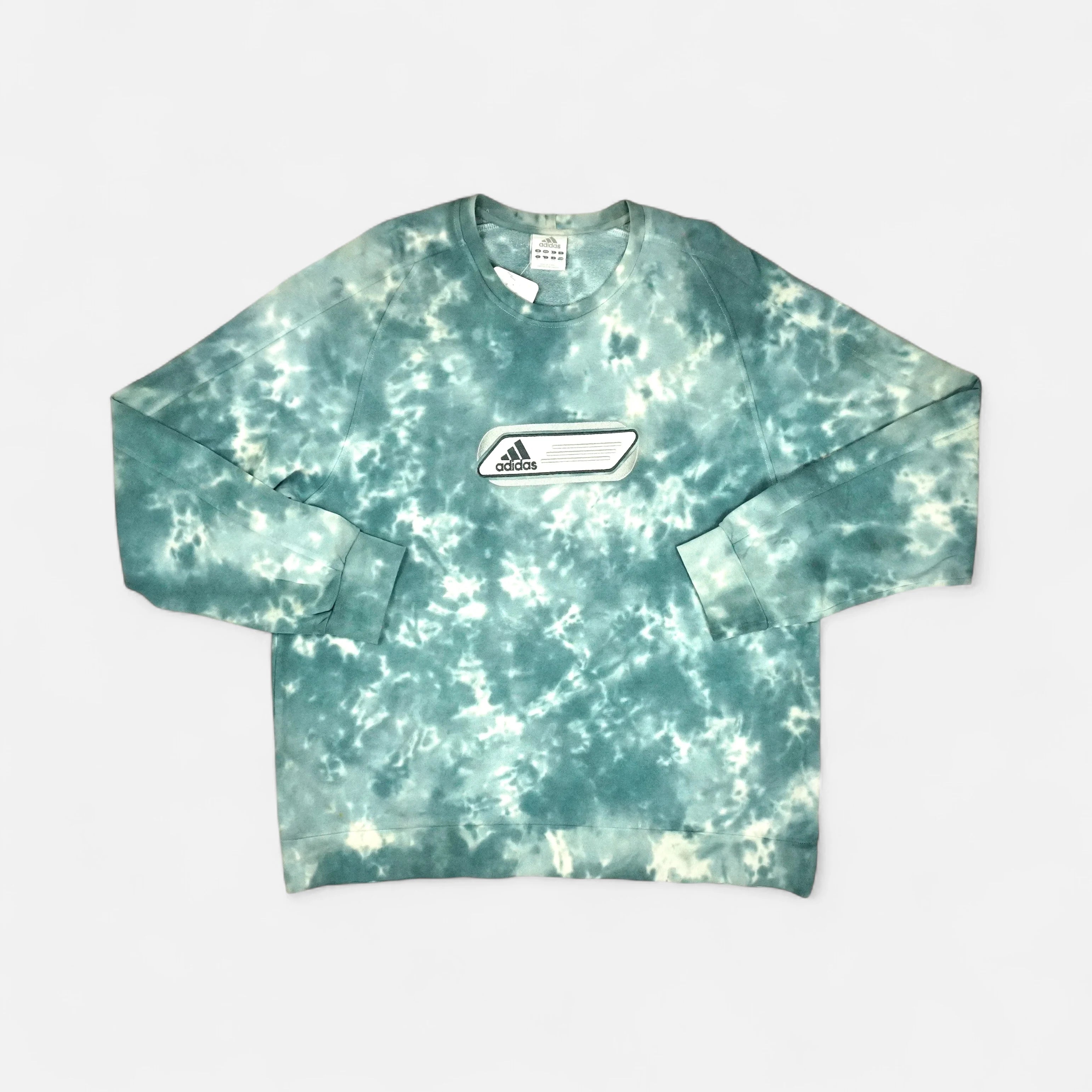 Vintage Adidas Blue And White Tie Dye Sweatshirt (XL)