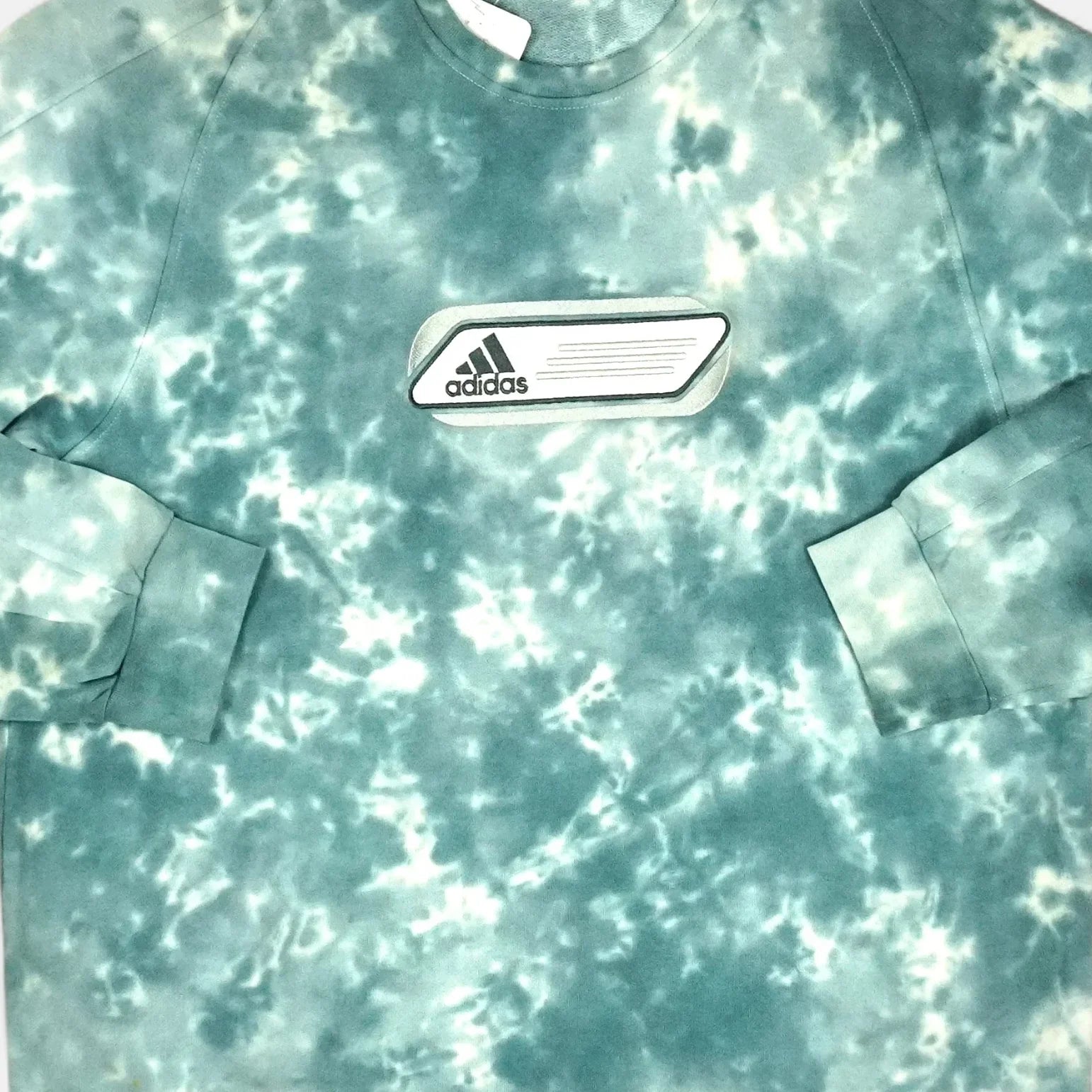 Vintage Adidas Blue And White Tie Dye Sweatshirt (XL)