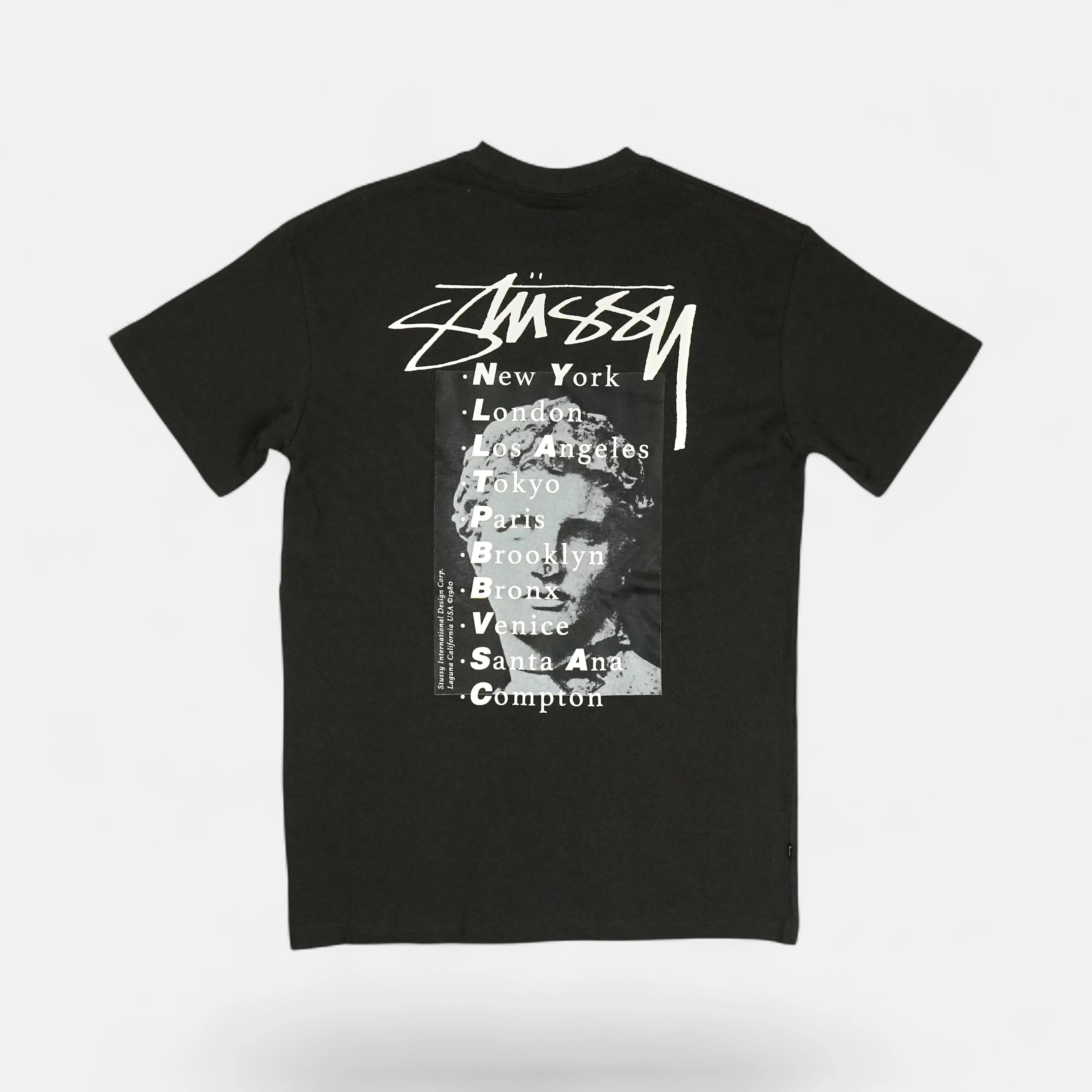 Stussy Dark Grey Cities Back Graphic T-shirt