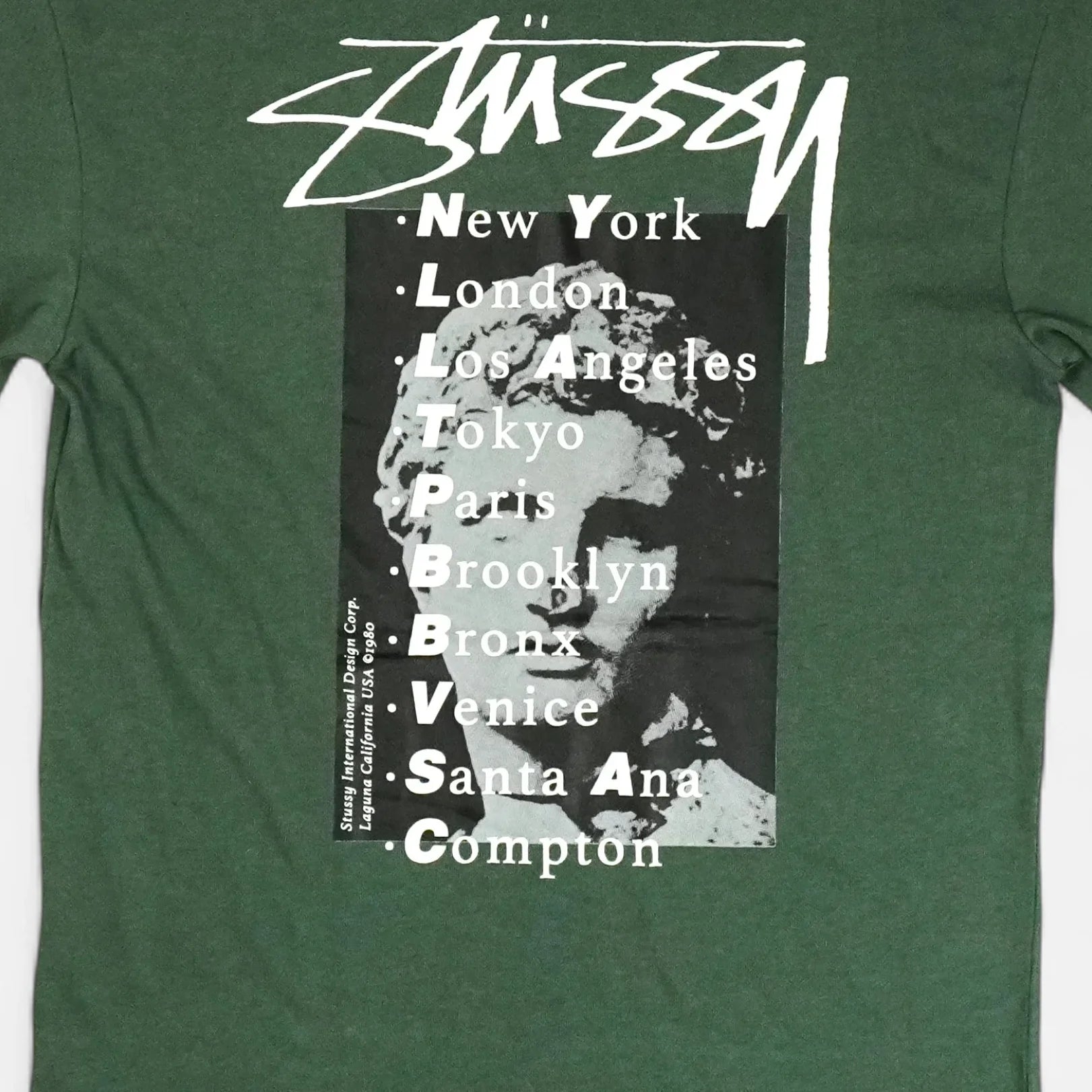 Stussy Green Cities Back Graphic T-shirt