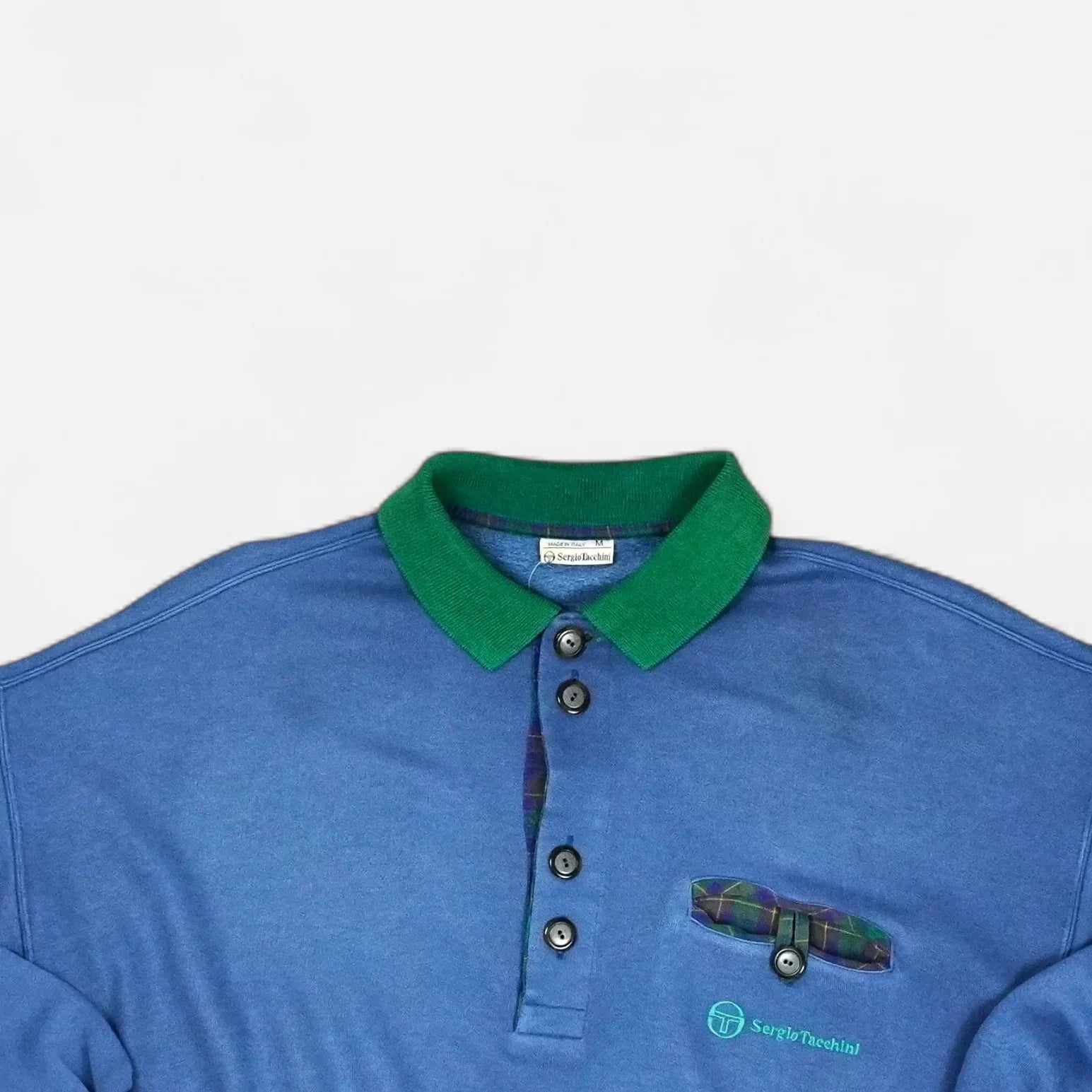 Vintage Blue Sergio Tacchini Button Up Sweatshirt (L)