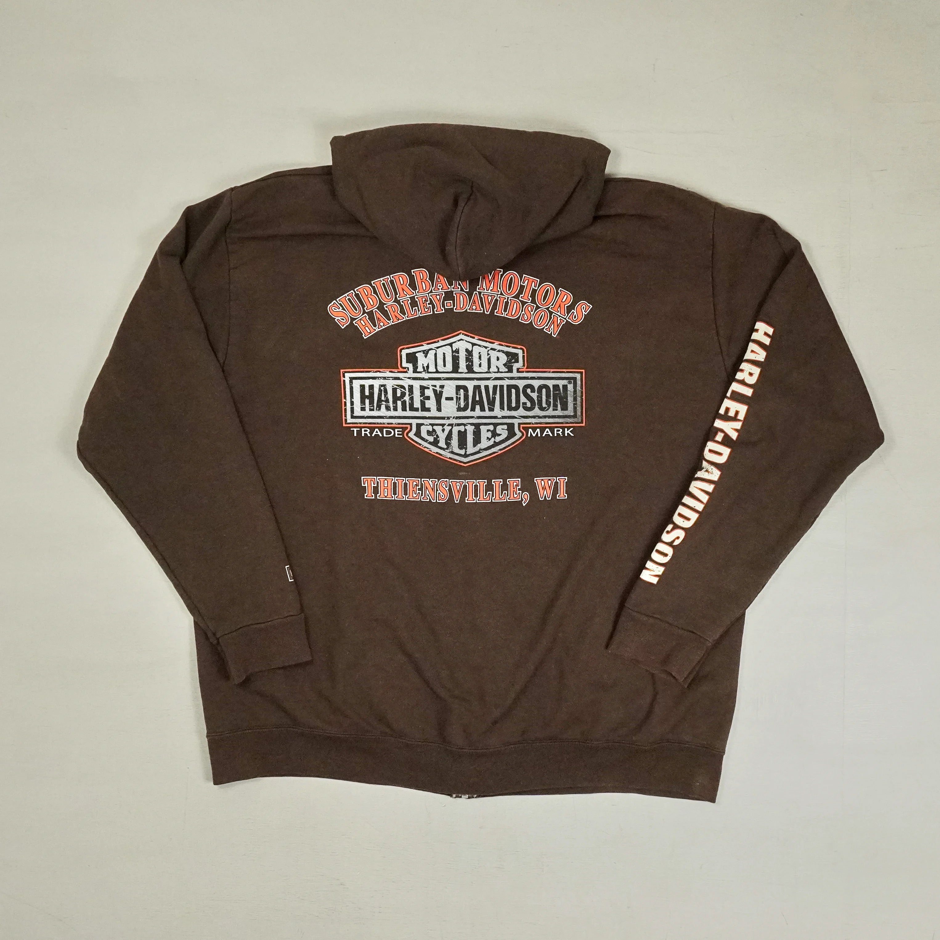 Vintage Brown Harley Davidson Zip Up Hoodie (XL)