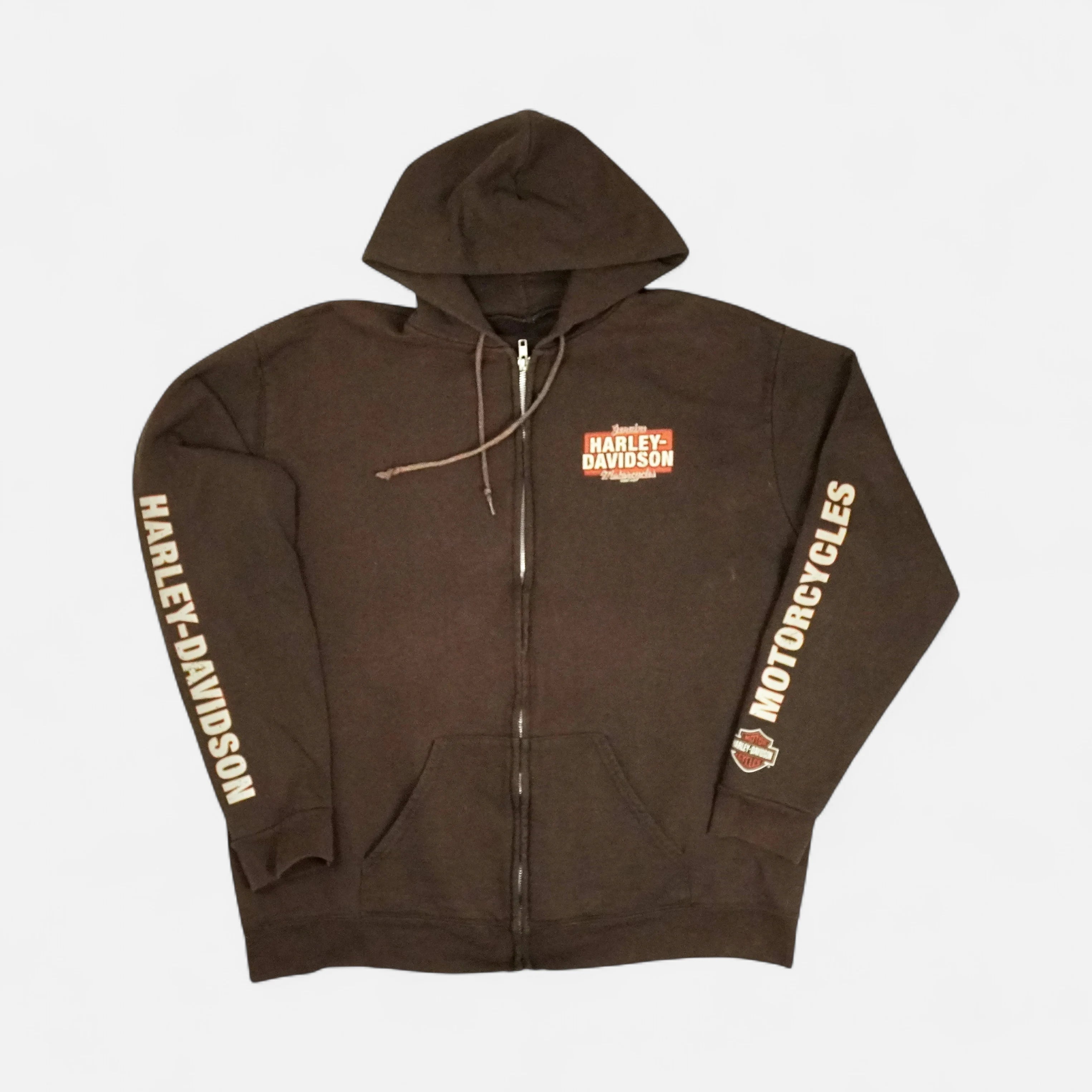 Vintage Brown Harley Davidson Zip Up Hoodie (XL)