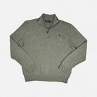 Vintage Polo Ralph Lauren Grey Quarter-zip Knit Jumper (XL)