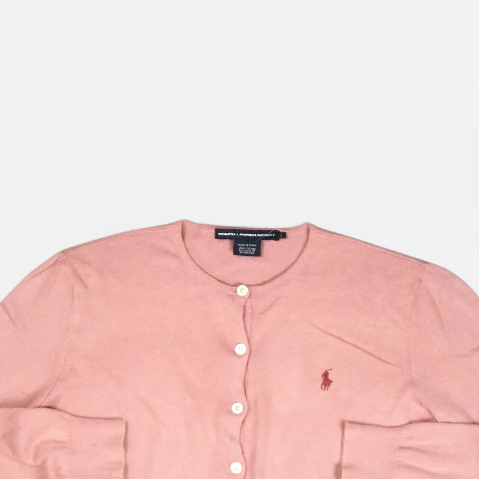 Vintage Ralph Lauren Pink Cardigan Knit Jumper Womens ( M )