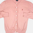 Vintage Ralph Lauren Pink Cardigan Knit Jumper Womens ( M )