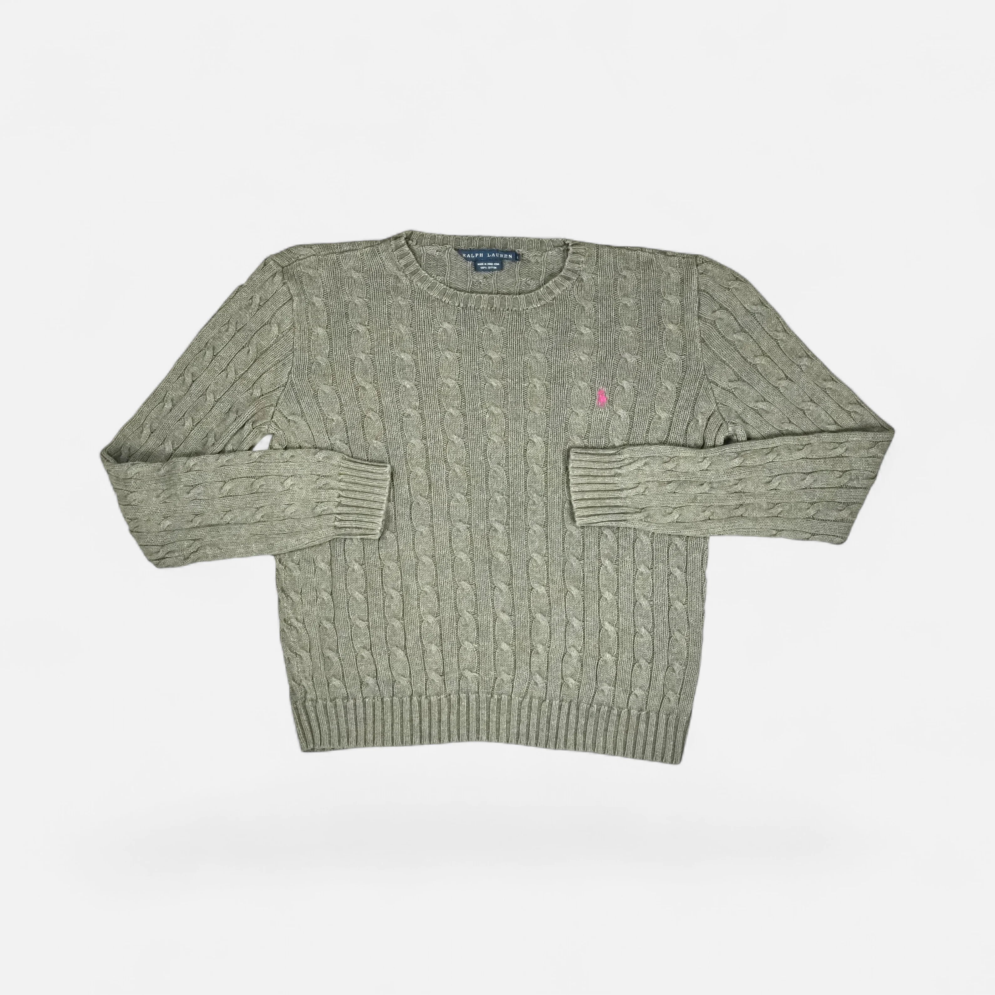 Vintage Polo Ralph Lauren Gray Knit Jumper ( S )