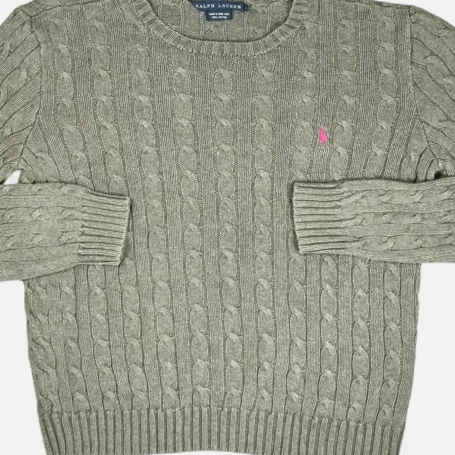 Vintage Polo Ralph Lauren Gray Knit Jumper ( S )