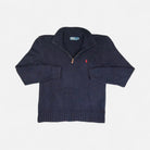 Vintage Polo Ralph Lauren Navy Knit Jumper ( M )