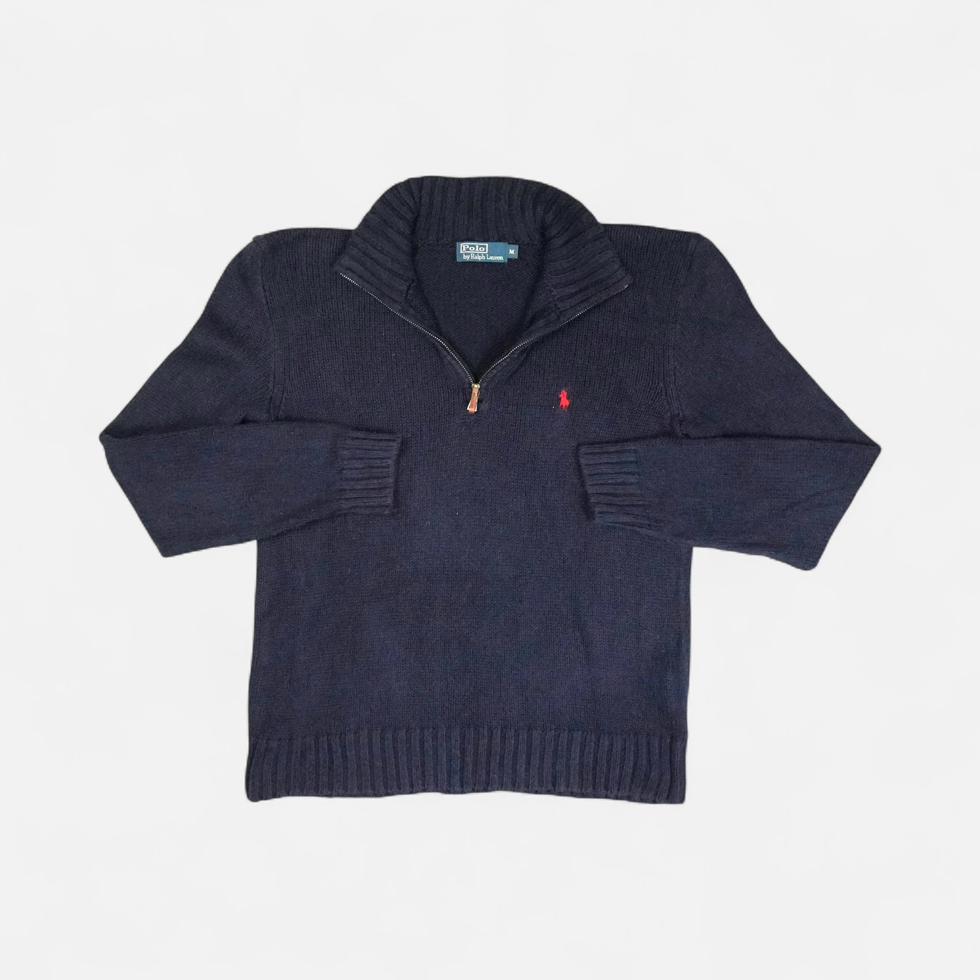 Vintage Polo Ralph Lauren Navy Knit Jumper ( M )