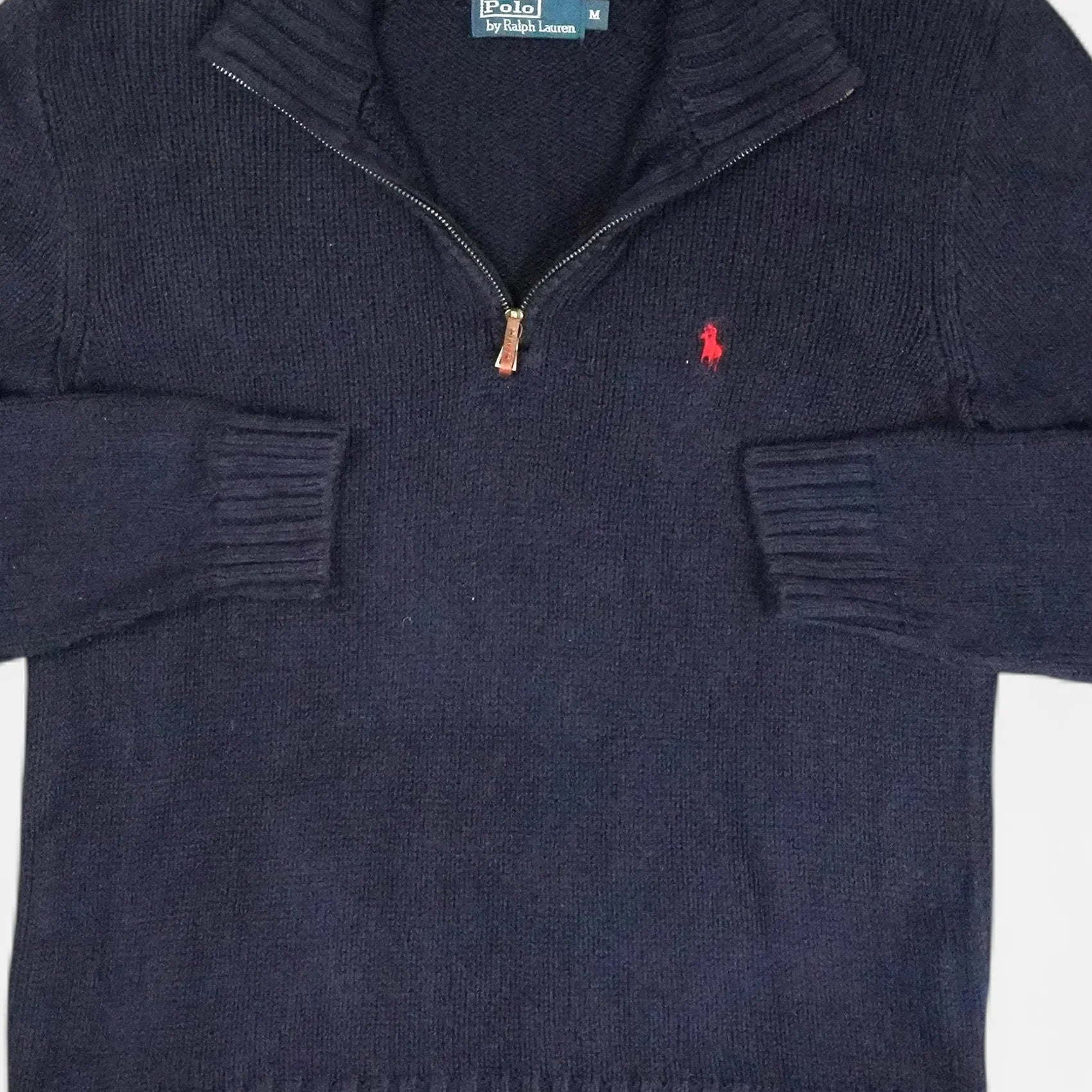Vintage Polo Ralph Lauren Navy Knit Jumper ( M )