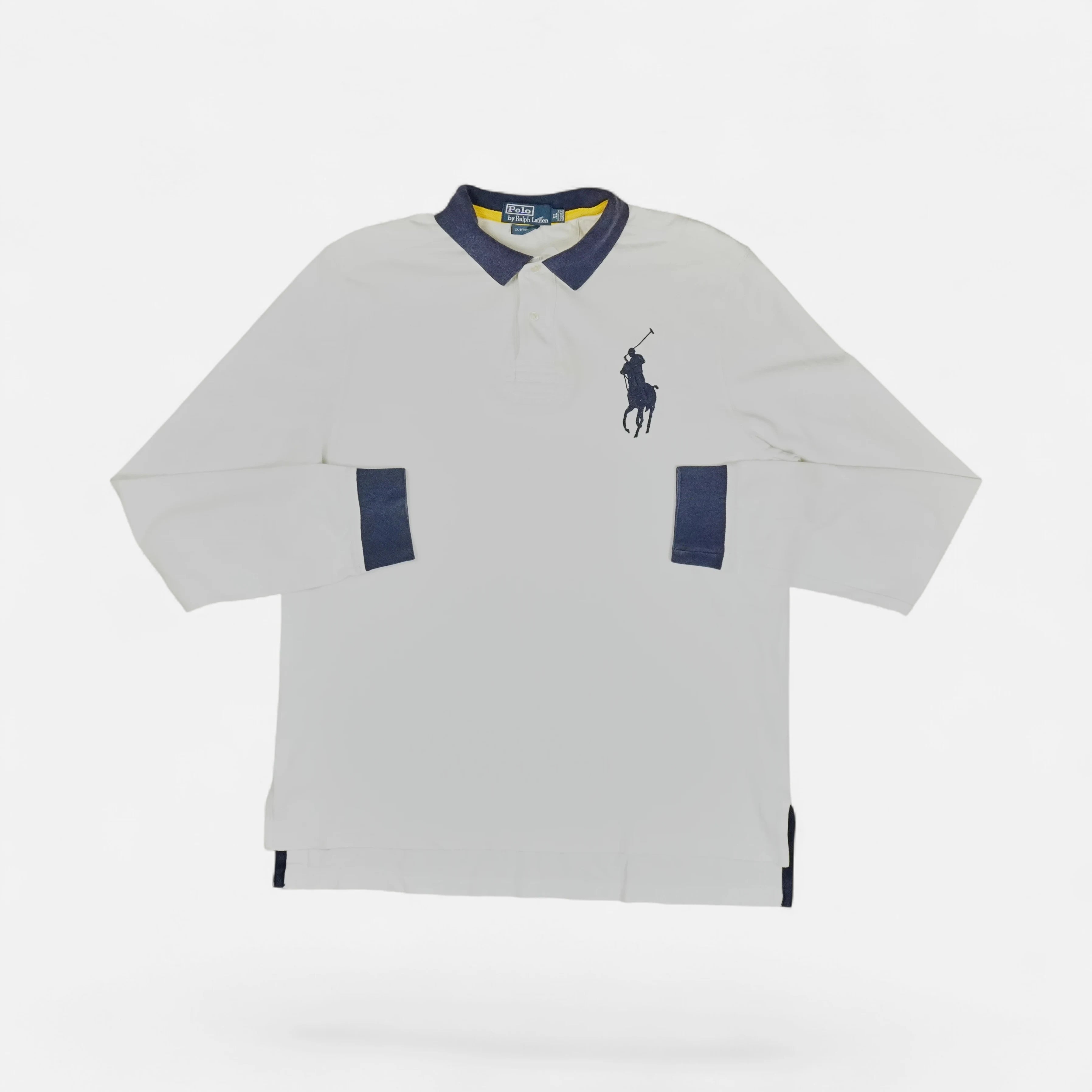 Vintage Polo Sport Ralph Lauren White long-sleeve rugby polo shirt (XL)
