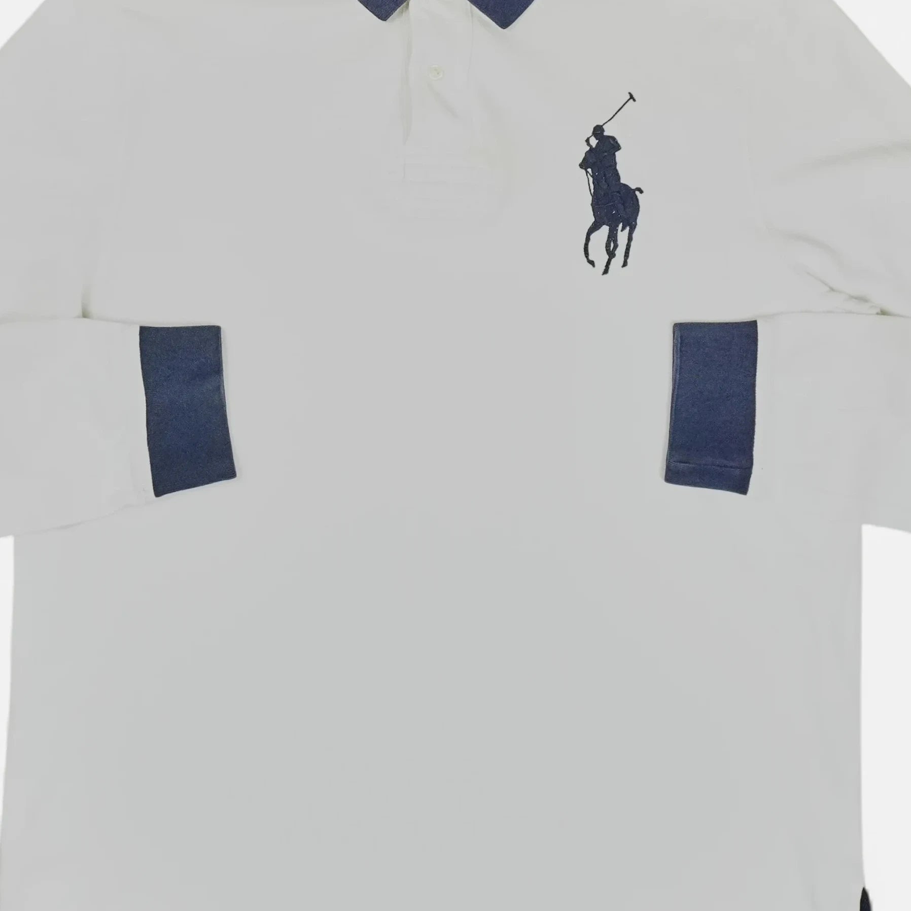 Vintage Polo Sport Ralph Lauren White long-sleeve rugby polo shirt (XL)