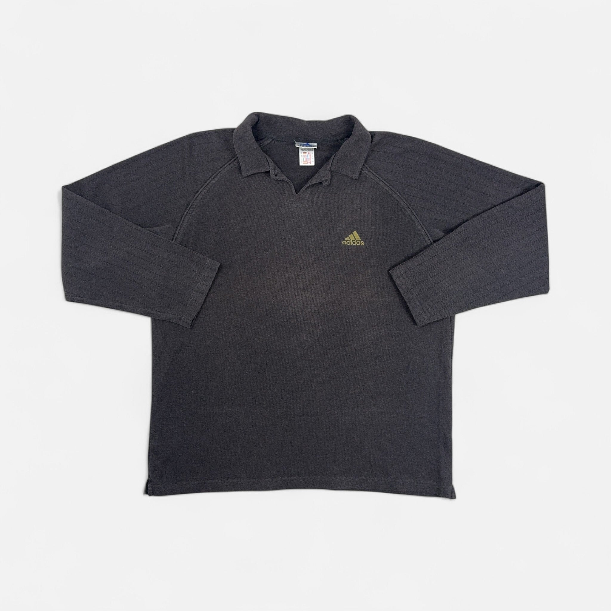 Vintage Adidas Dark Grey V-Neck Sweatshirt (L)