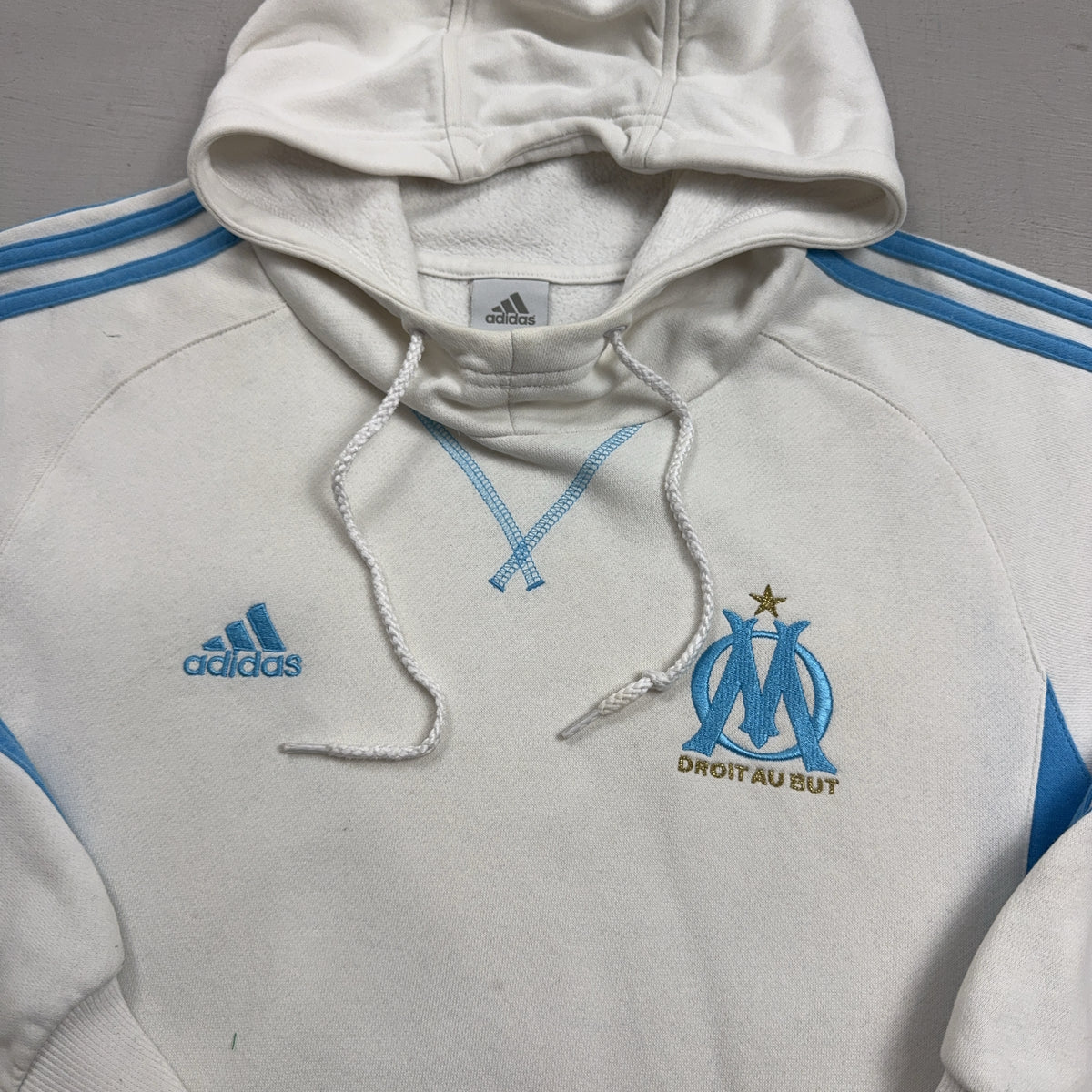 Vintage Adidas White Olympique De Marseille Hoodie (M)