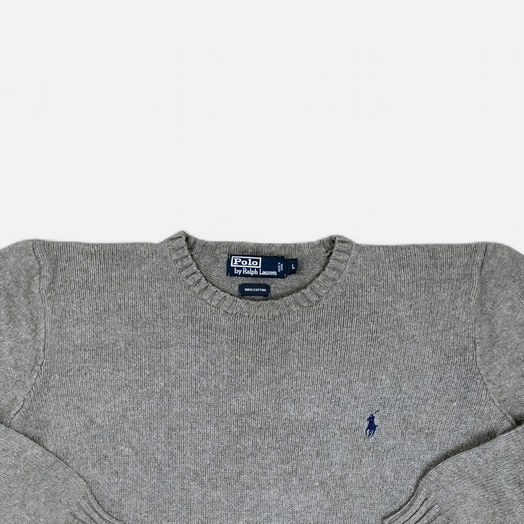 Vintage Polo By Ralph Lauren Grey Knit Jumper (M)