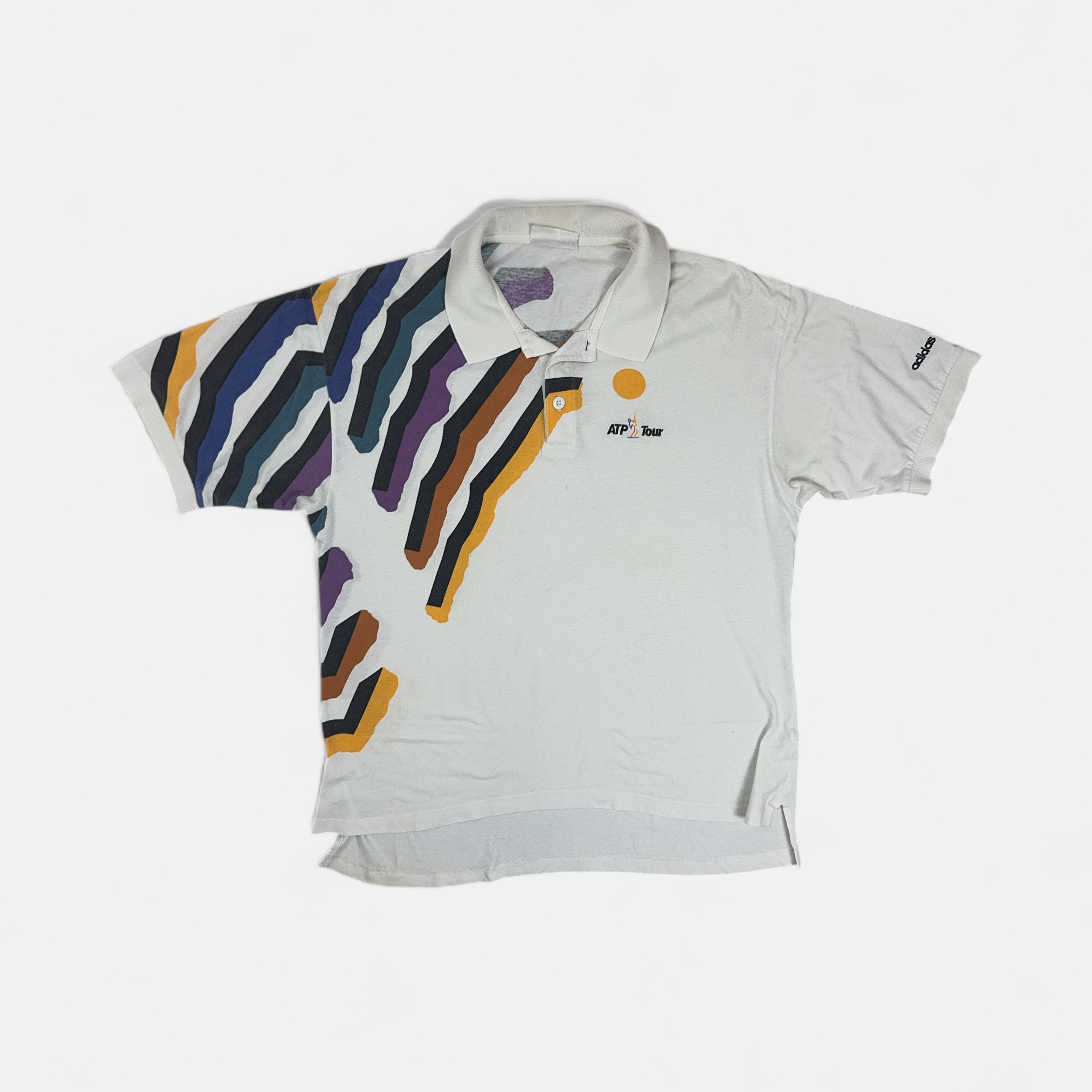 Vintage Adidas White ATP Tour Polo Shirt (L)