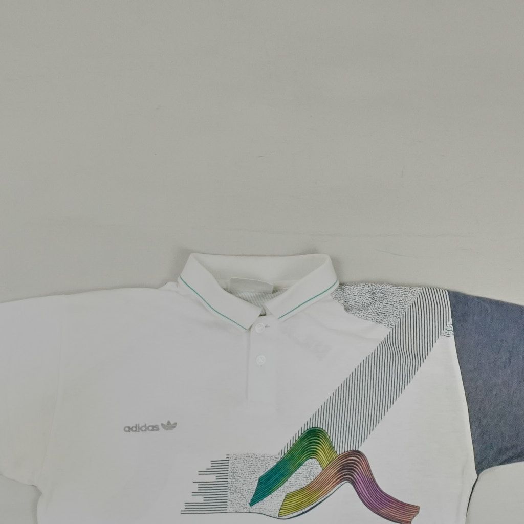 Vintage Adidas White Polo Shirt (M)