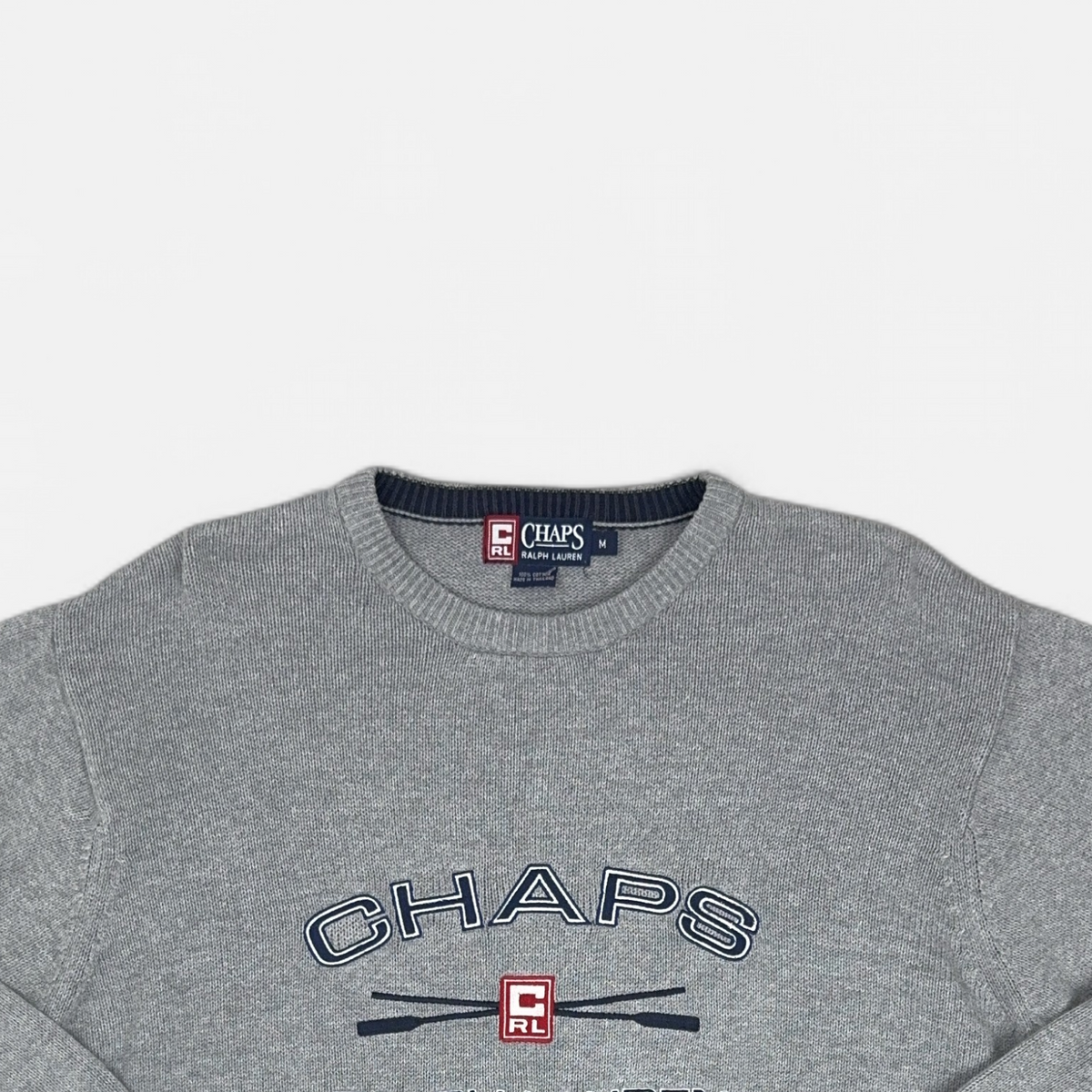 Vintage Chaps Ralph Lauren Grey Knit Jumper (M) detail
