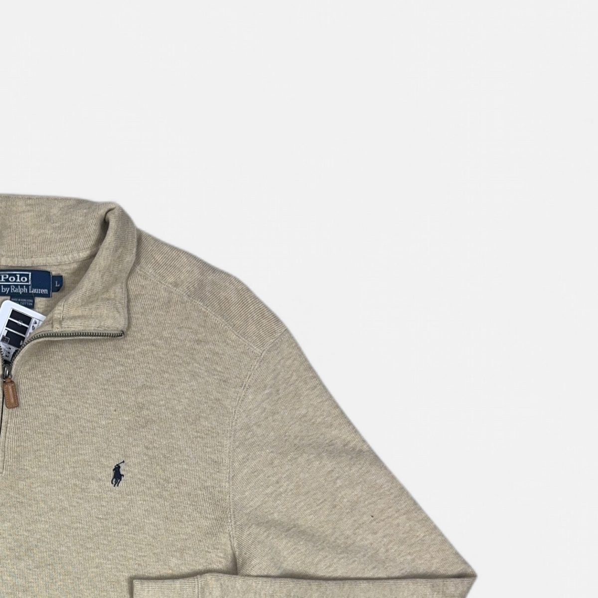 Vintage Polo Ralph Lauren Beige 1/4 Zip (L) detail