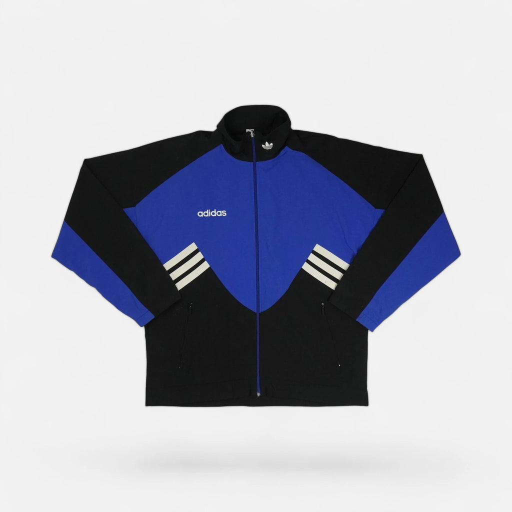 Adidas 90s Vintage Black and Blue Trackjacket (L)