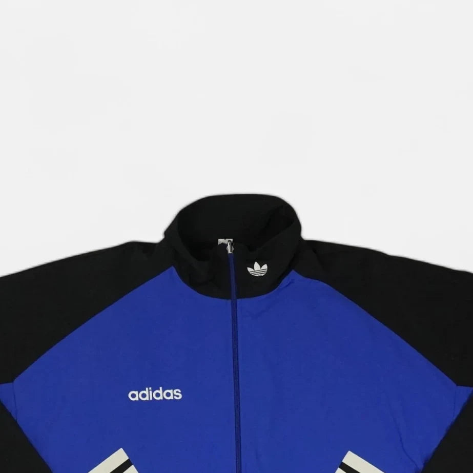 Adidas 90s Vintage Black and Blue Trackjacket (L)