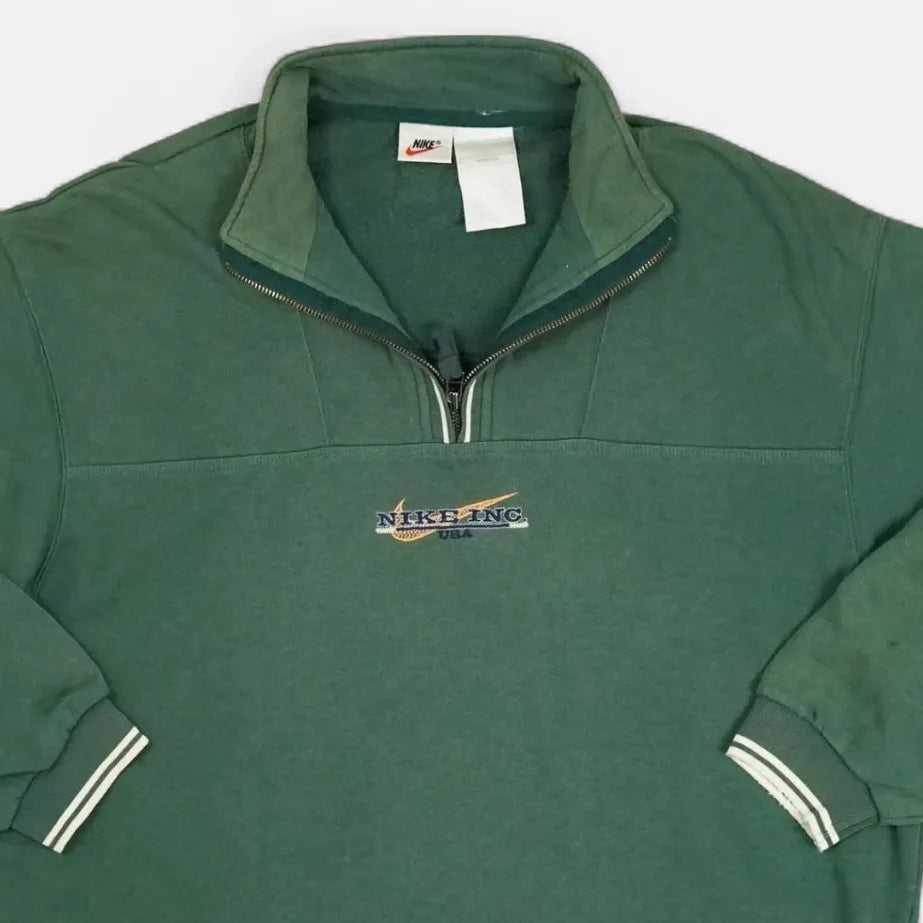 Vintage Nike Green 1/4 Zip Sweatshirt (L)