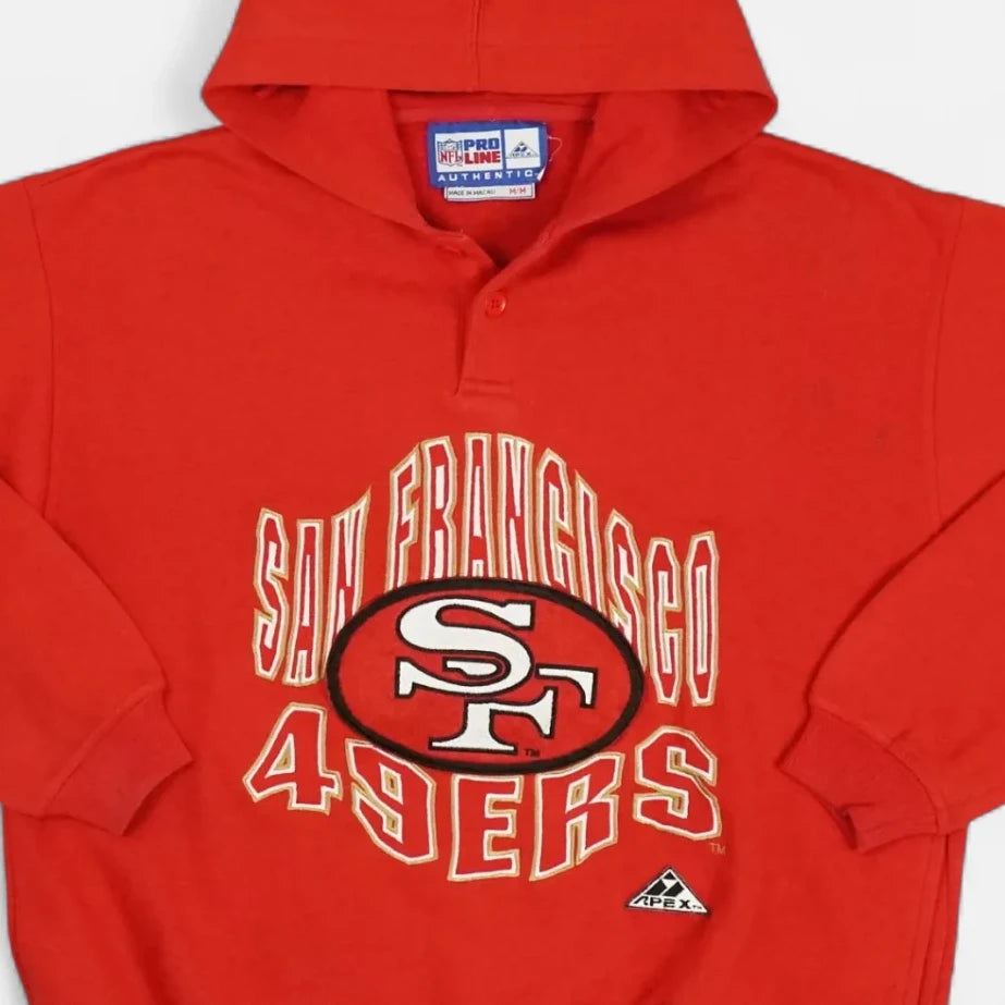 Vintage Red San Francisco Button Up Hoodie (M)