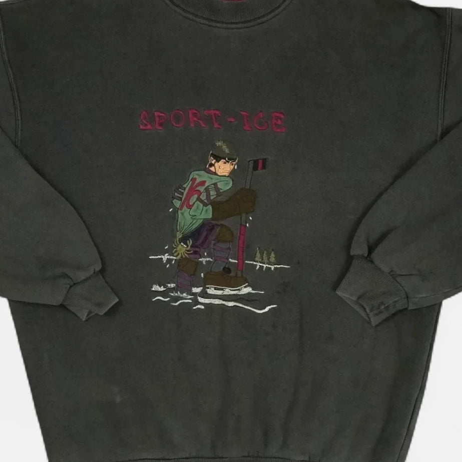 Vintage Grey Graphic Sweatshirt (M)