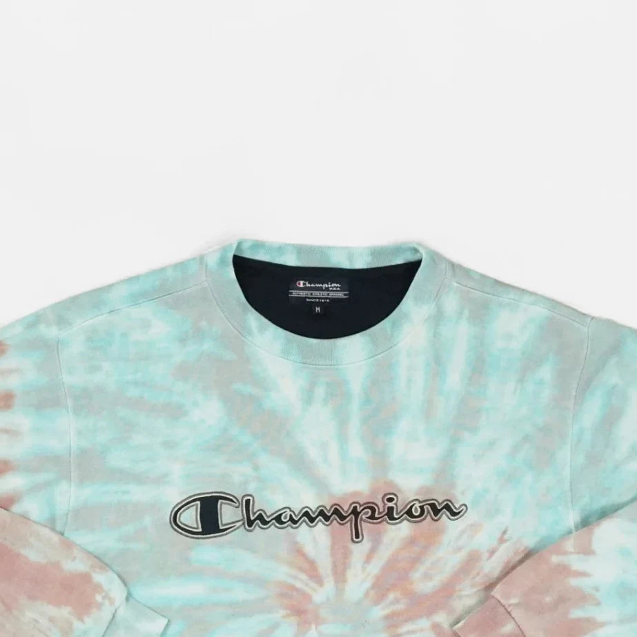 Vintage Champion Tie Dye Blue And Brown Sweatshirt (M)