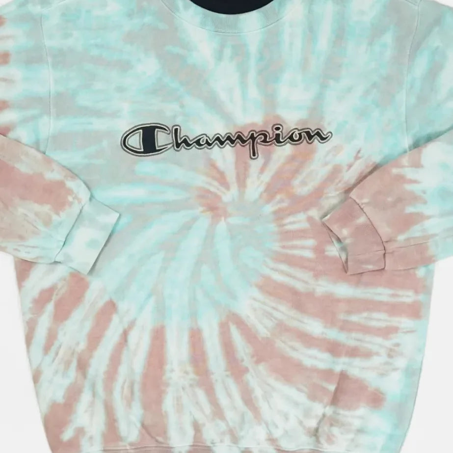 Vintage Champion Tie Dye Blue And Brown Sweatshirt (M)