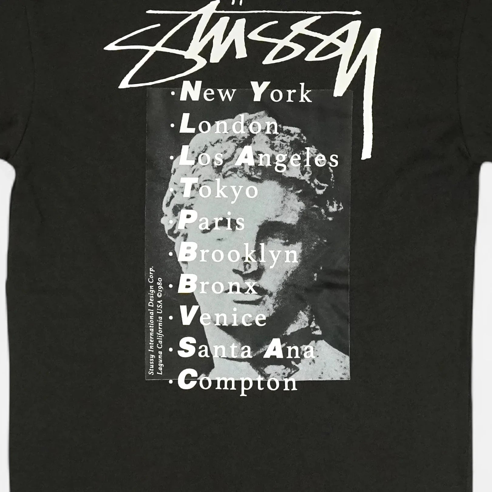 Stussy Dark Grey Cities Back Graphic T-shirt