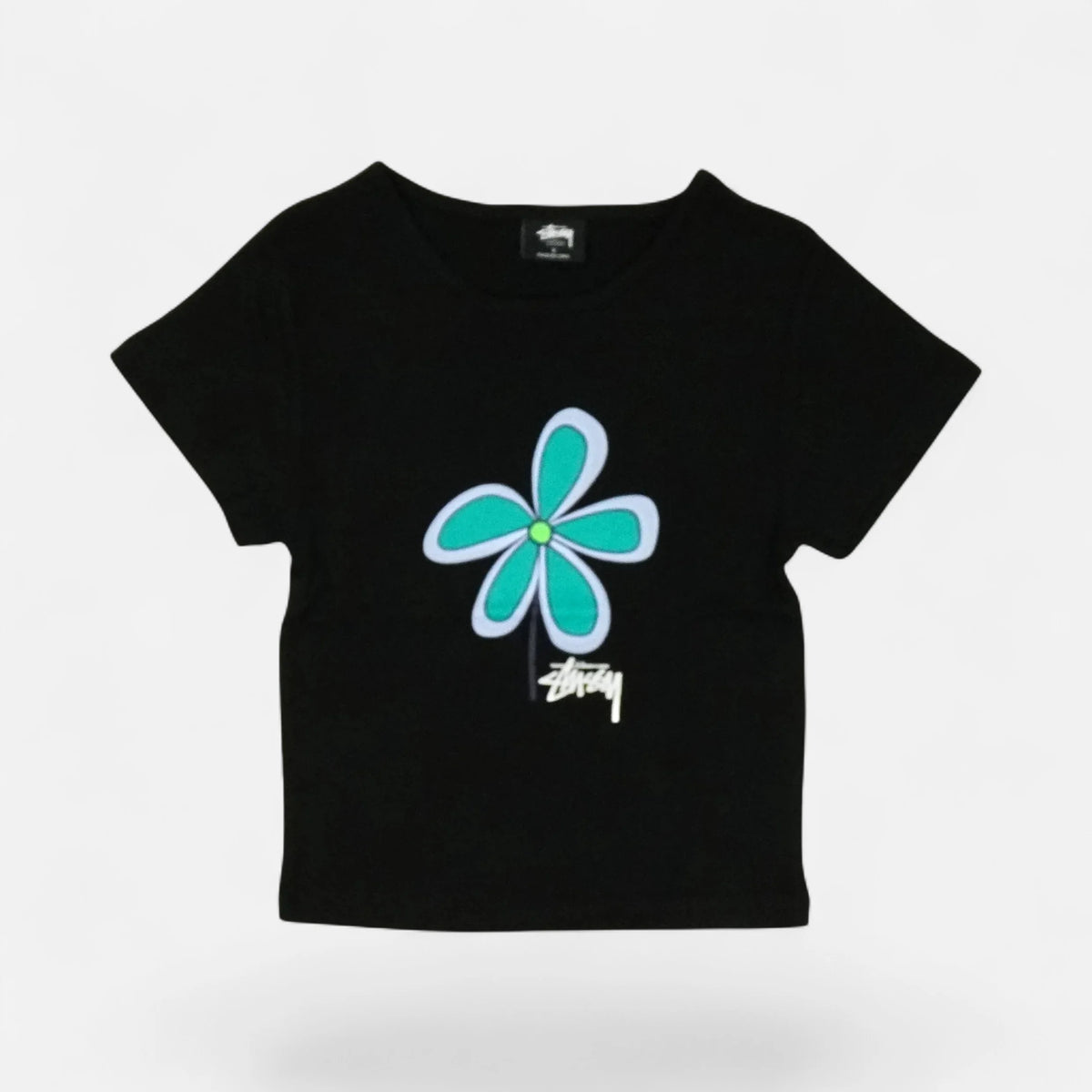 Stüssy Womens Black Flower Print Baby T-shirt – SourcedBySab