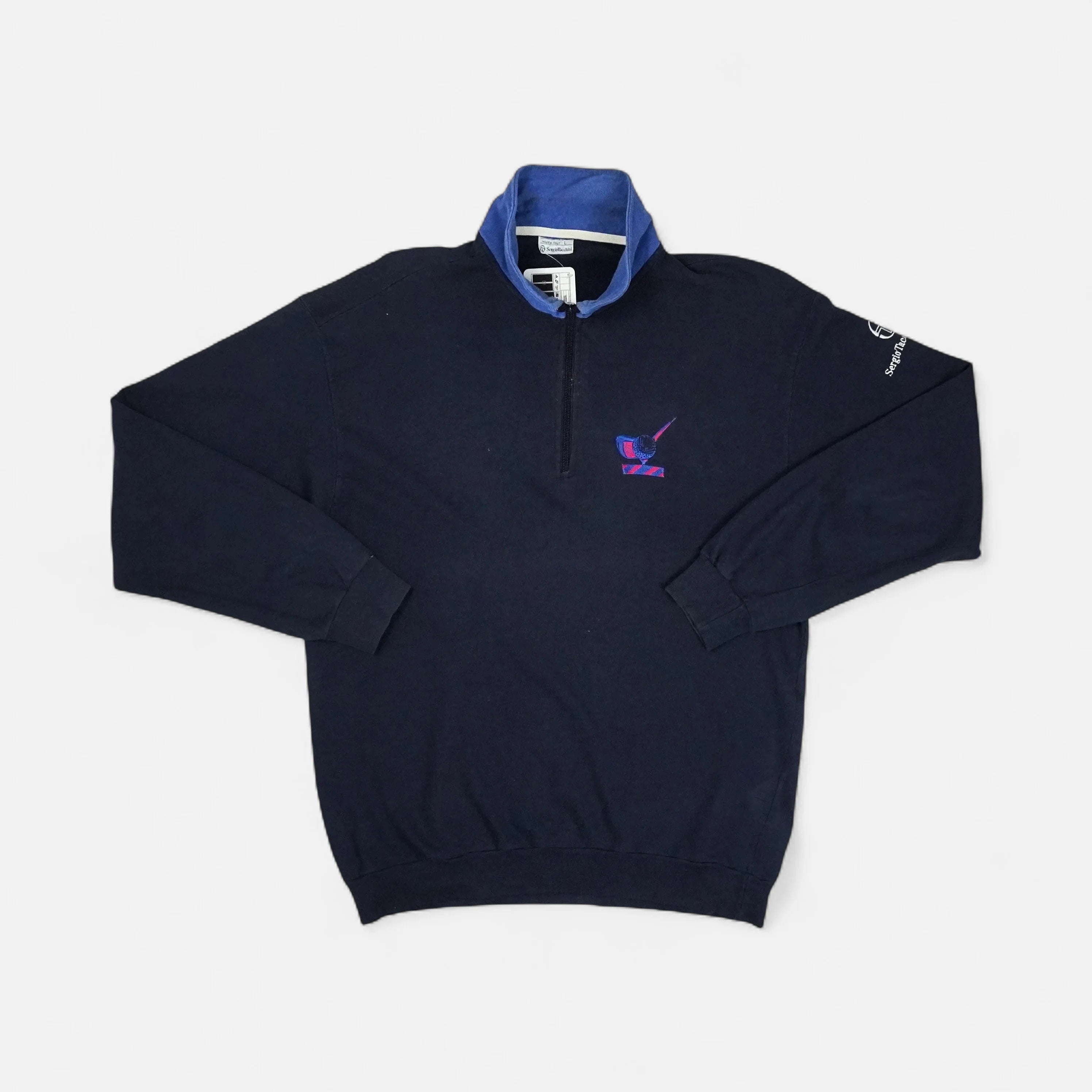 Vintage Sergio Tachini Navy quarter-zip (L)