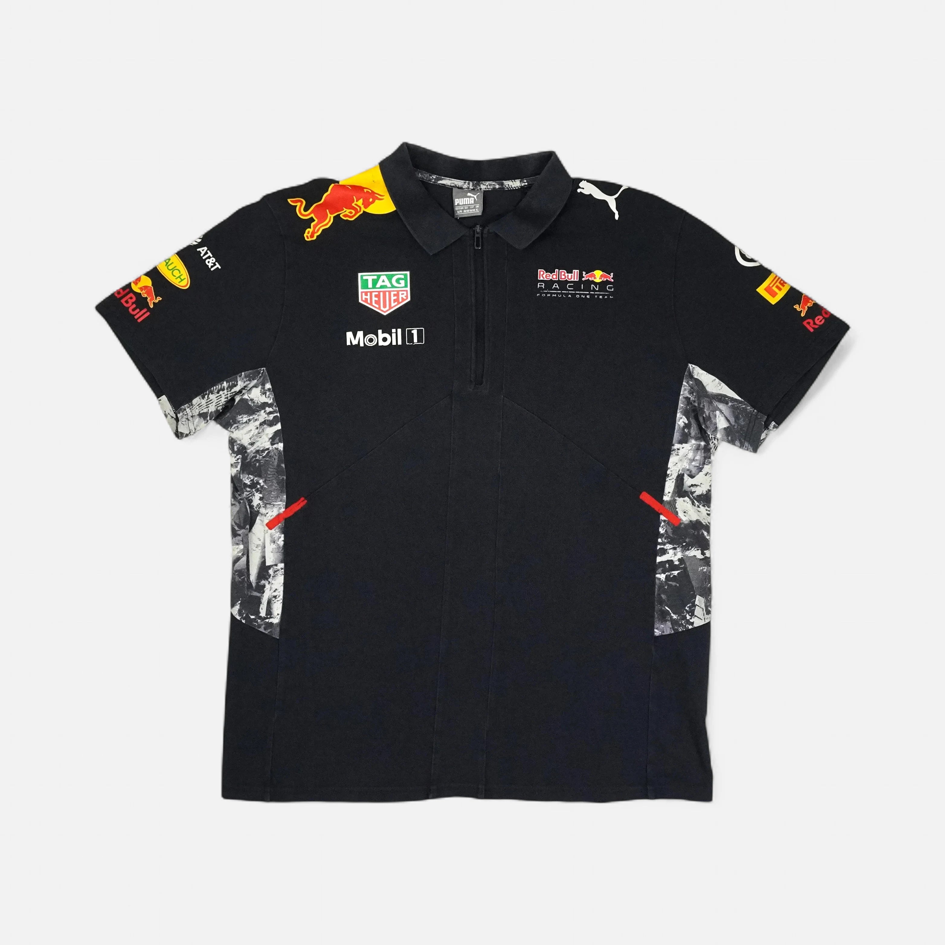 Vintage Puma Black Red Bull Polo Shirt (L)