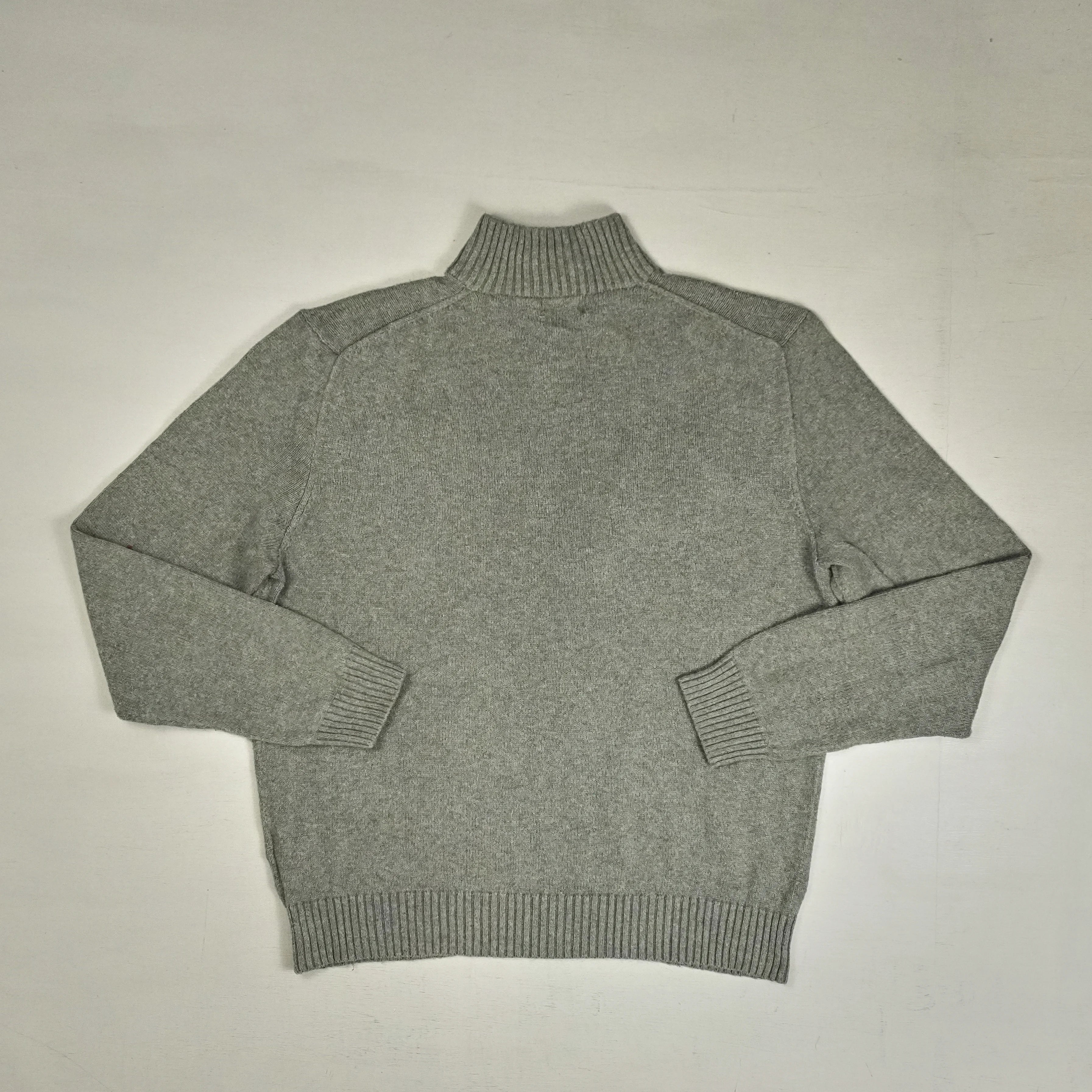 Vintage Polo Ralph Lauren Grey Quarter-zip Knit Jumper (XL)