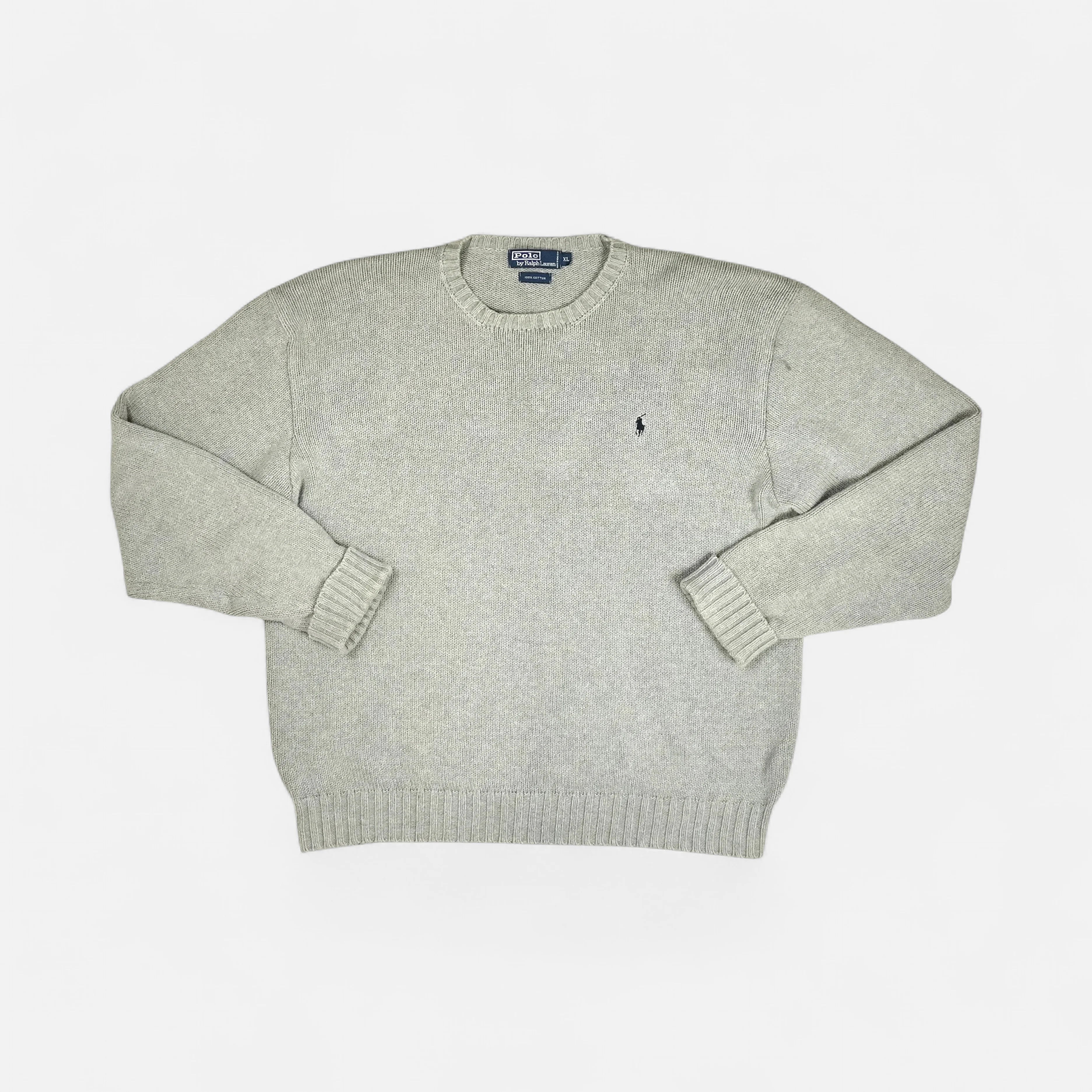 Vintage Polo Ralph Lauren Grey Sweater Knit Jumper ( XL )