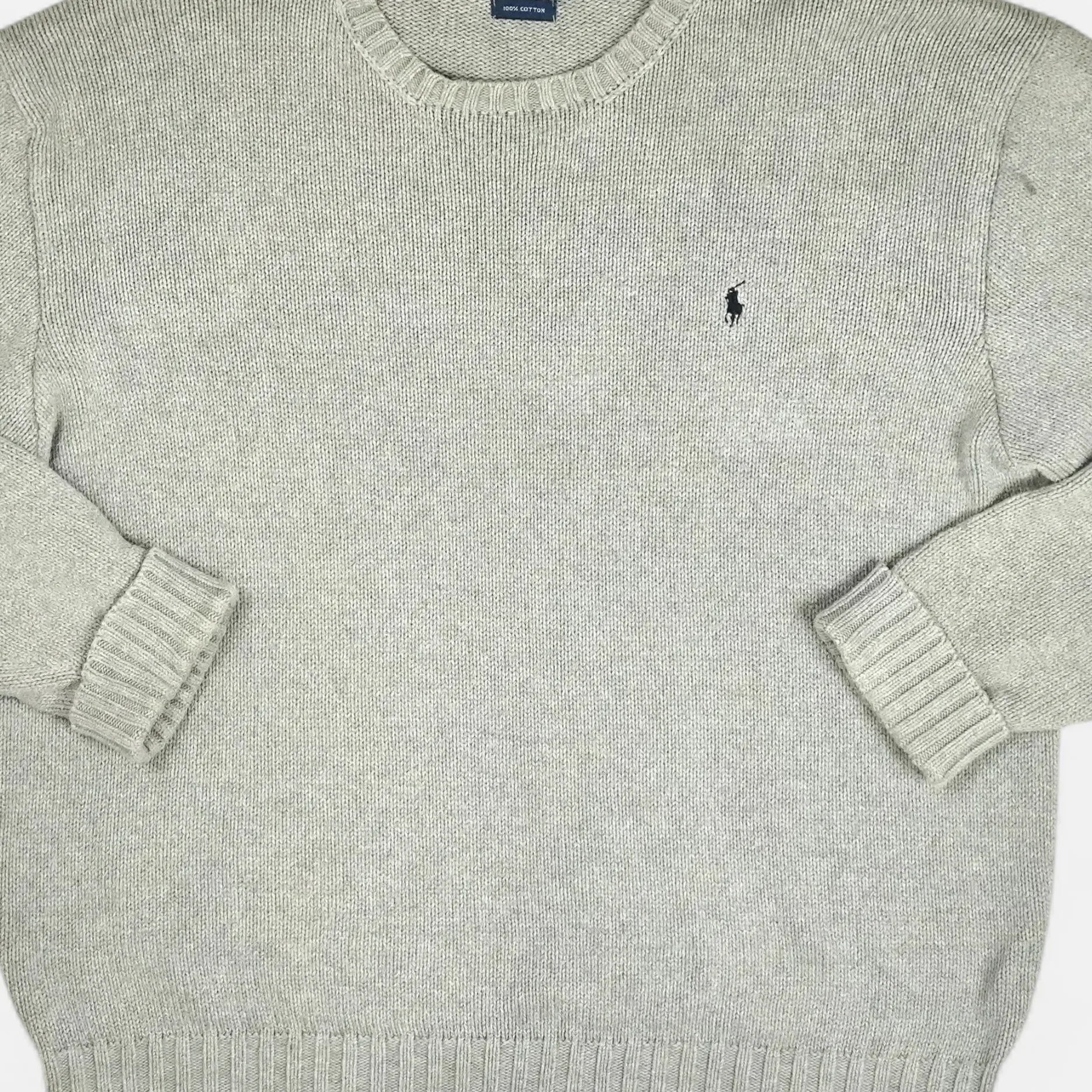 Vintage Polo Ralph Lauren Grey Sweater Knit Jumper ( XL )