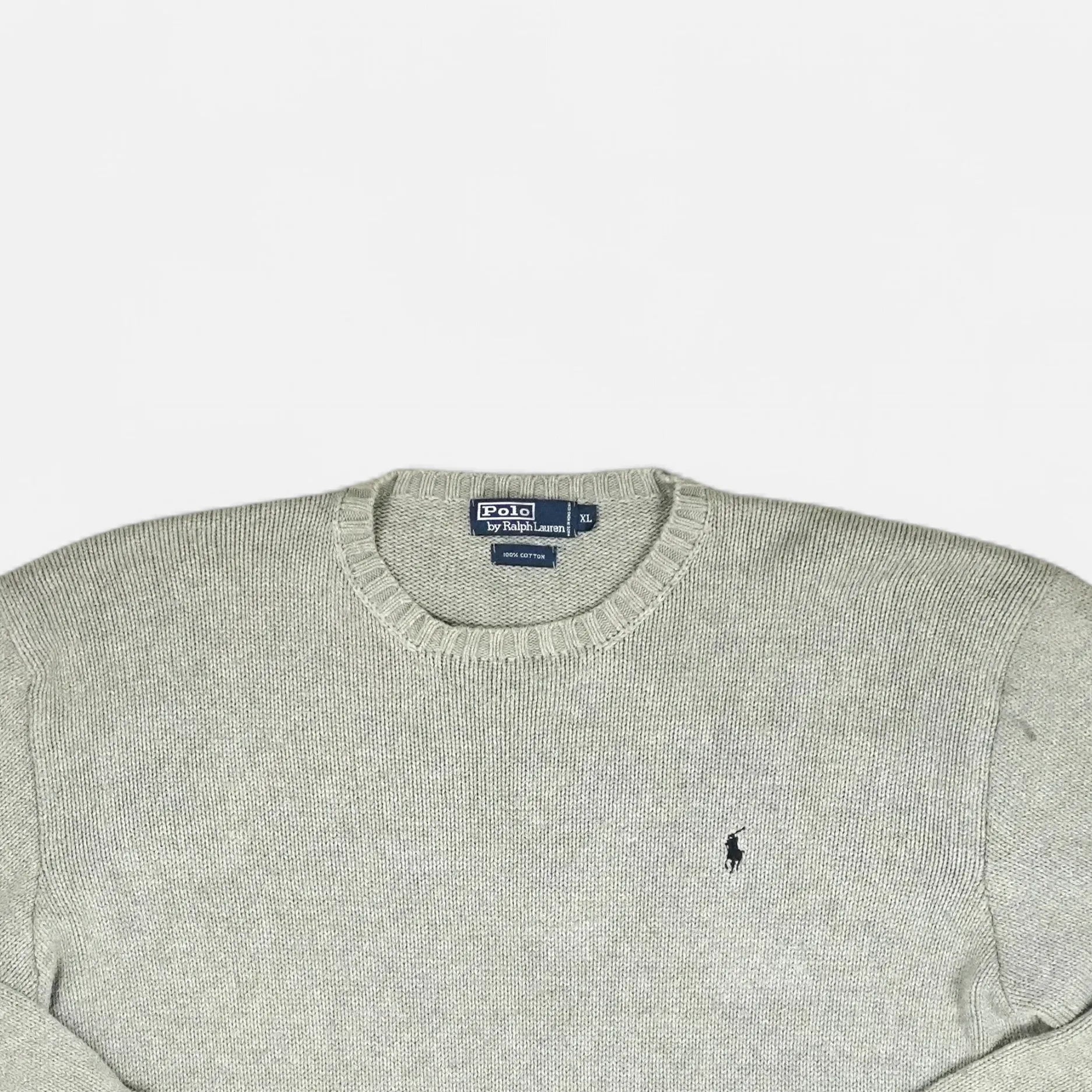 Vintage Polo Ralph Lauren Grey Sweater Knit Jumper ( XL )