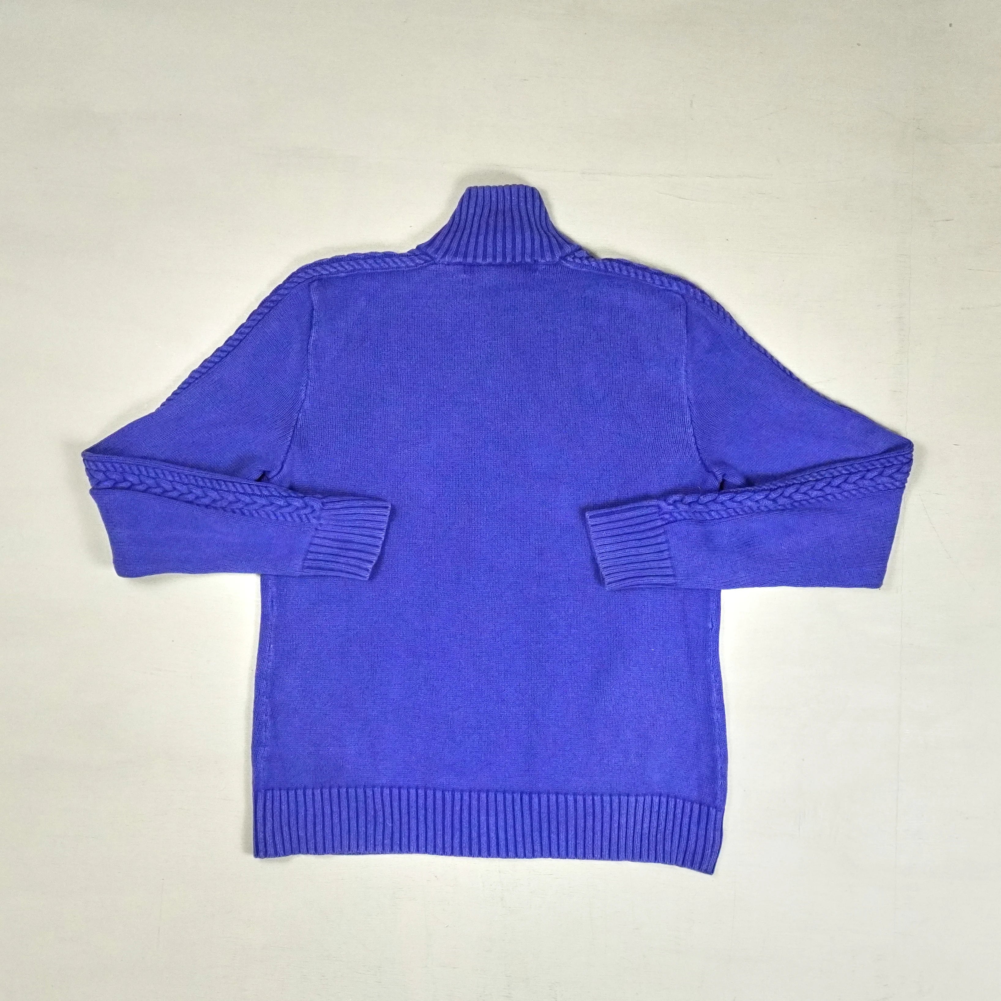 Vintage Polo Ralph Lauren Blue Knit Zip Sweater Knit Jumper Womens ( S )