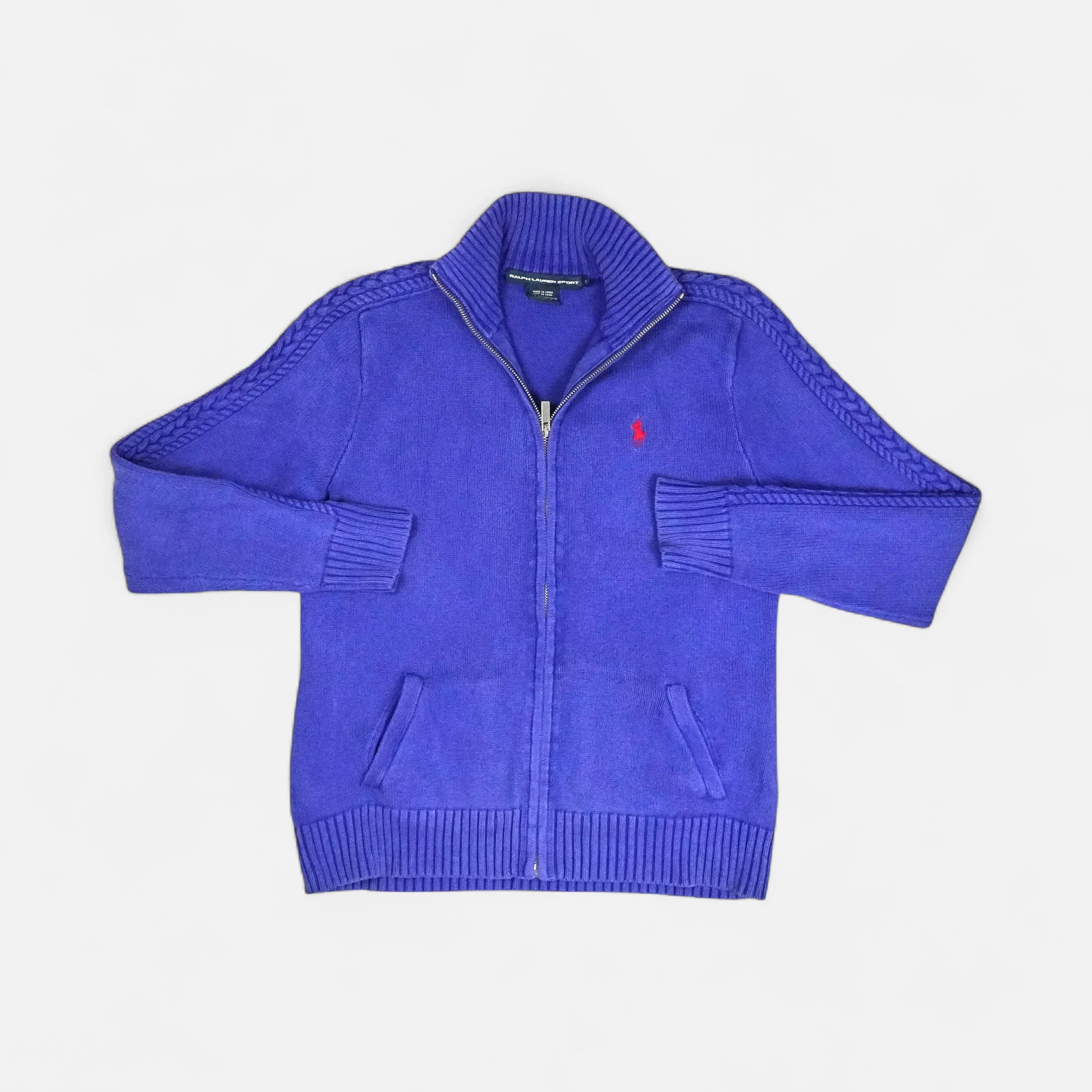 Vintage Polo Ralph Lauren Blue Knit Zip Sweater Knit Jumper Womens ( S )