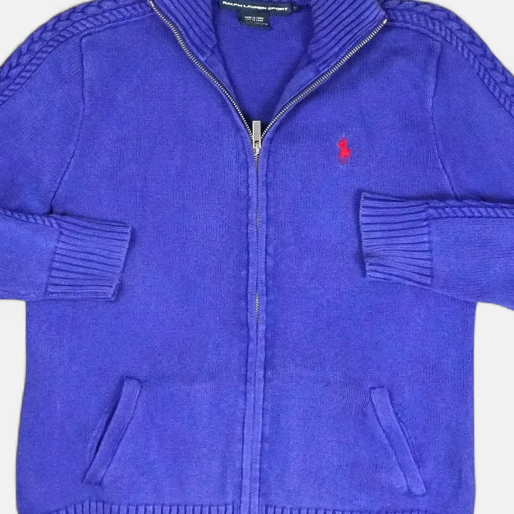 Vintage Polo Ralph Lauren Blue Knit Zip Sweater Knit Jumper Womens ( S )