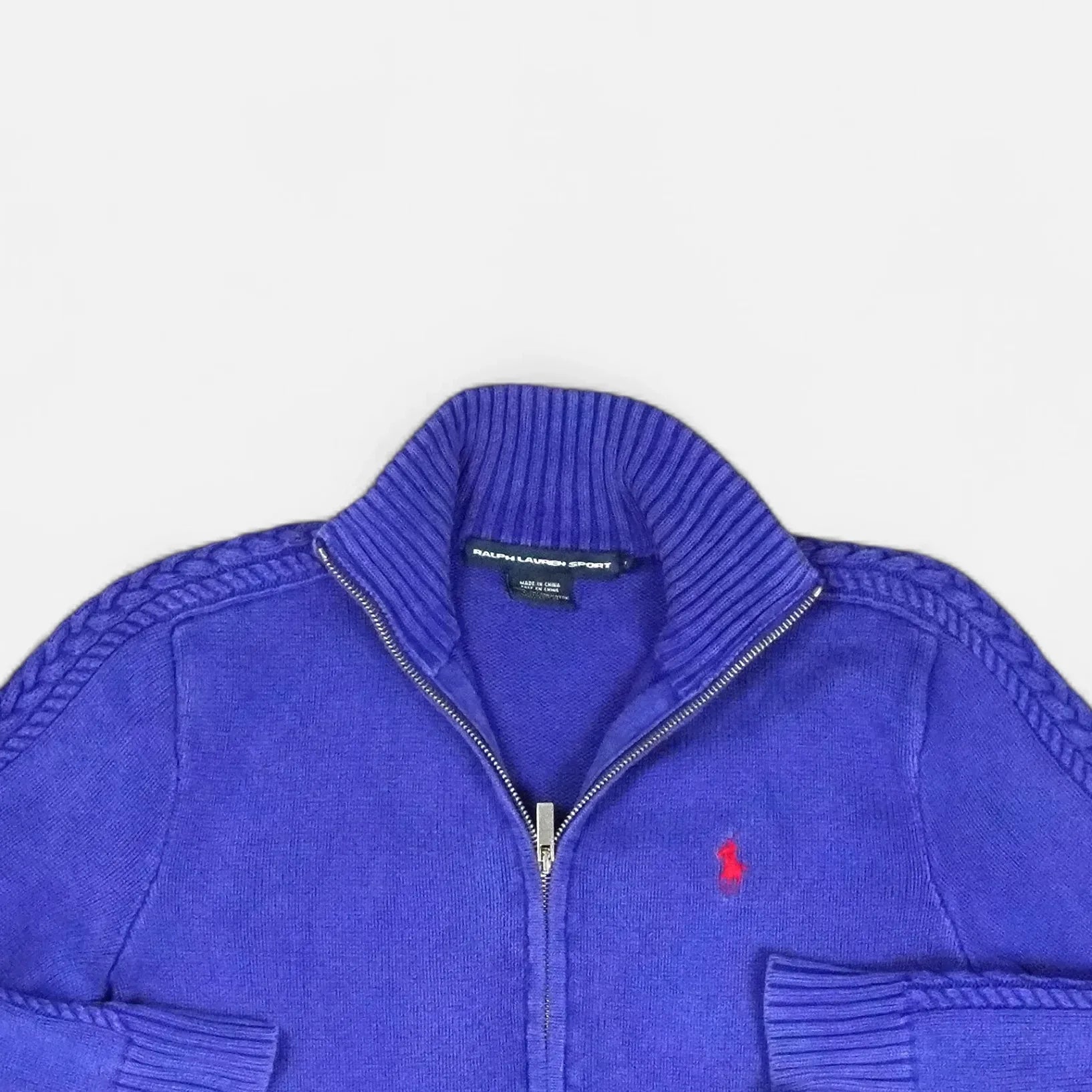 Vintage Polo Ralph Lauren Blue Knit Zip Sweater Knit Jumper Womens ( S )
