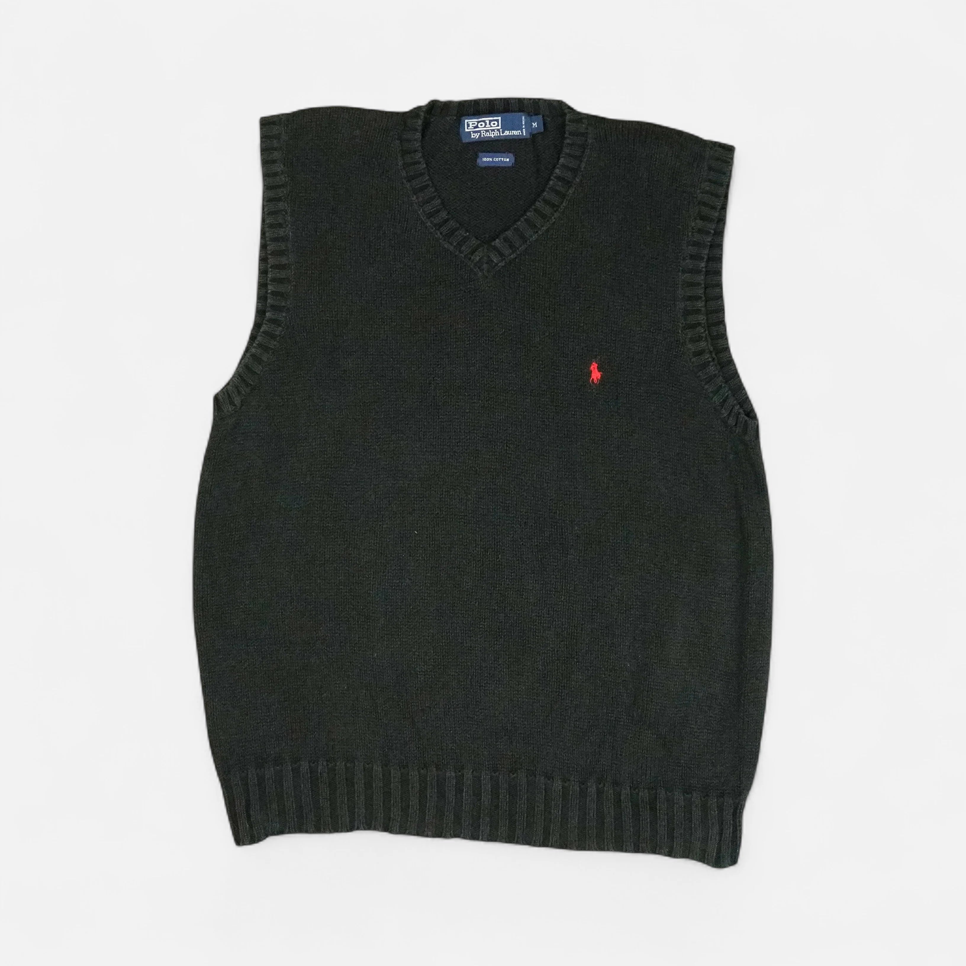 Vintage Polo Ralph Lauren Black Sweater Vest Knit Jumper ( M )