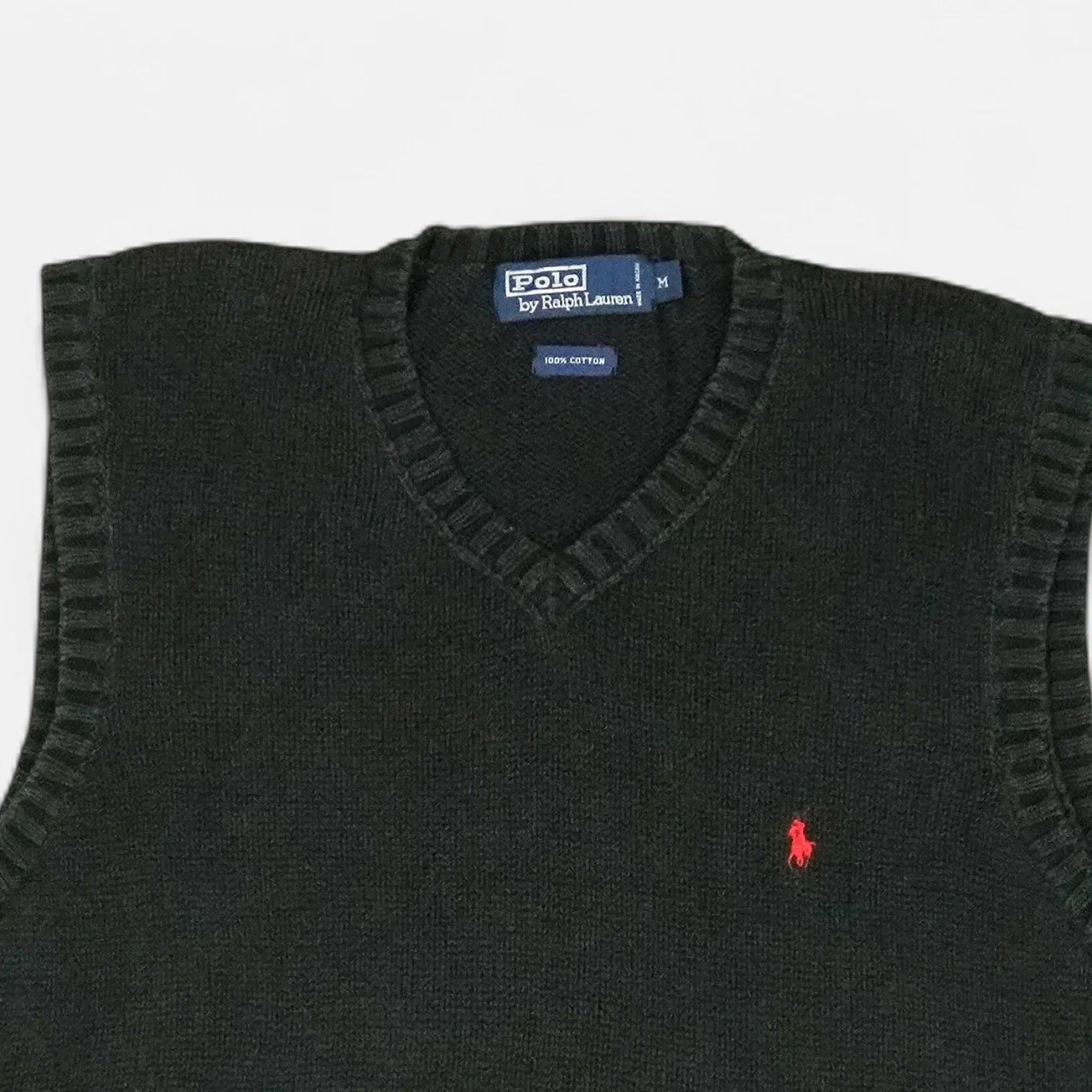 Vintage Polo Ralph Lauren Black Sweater Vest Knit Jumper ( M )