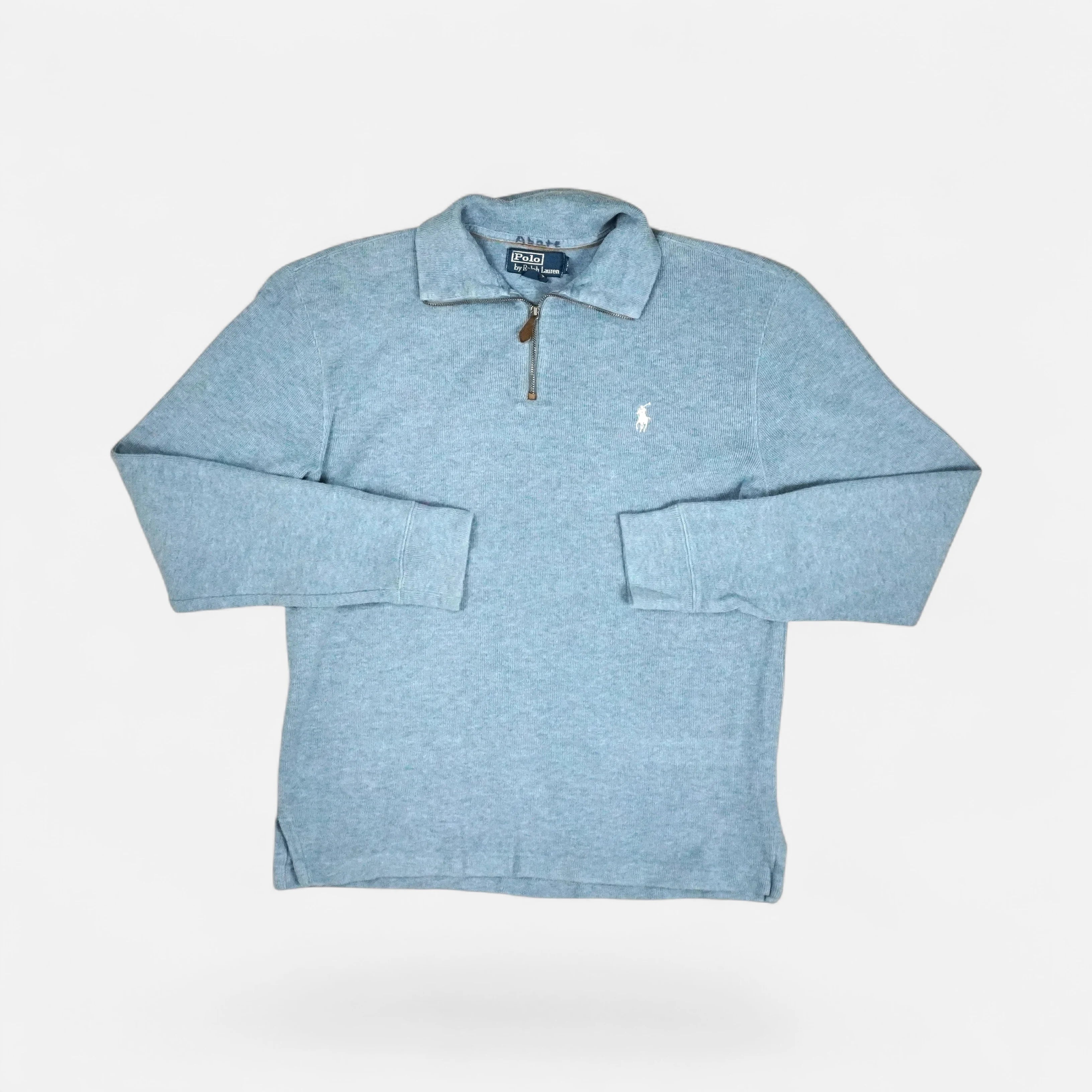 Vintage Polo Ralph Lauren Blue Quarter-zip sweater Knit Jumper ( S )